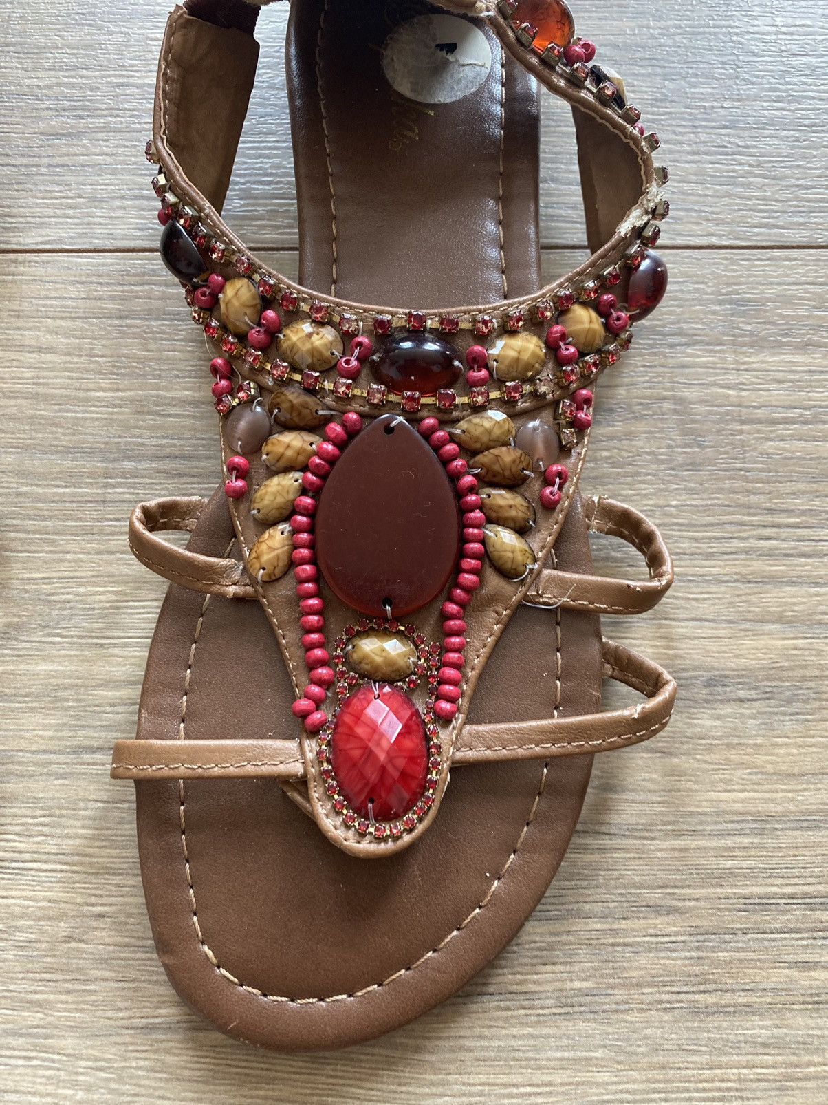 Other VINTAGE PAPRIKA BEADED EMBELLISHED SANDALS Size US 7 / IT 37 - 2 Thumbnail
