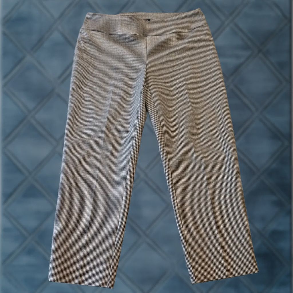 Vintage Zac & Rachel Pants Womens 14P Gray Ankle Size Black Houndstooth Pull Stretch Size 36" / US 14 / IT 50 - 1 Thumbnail