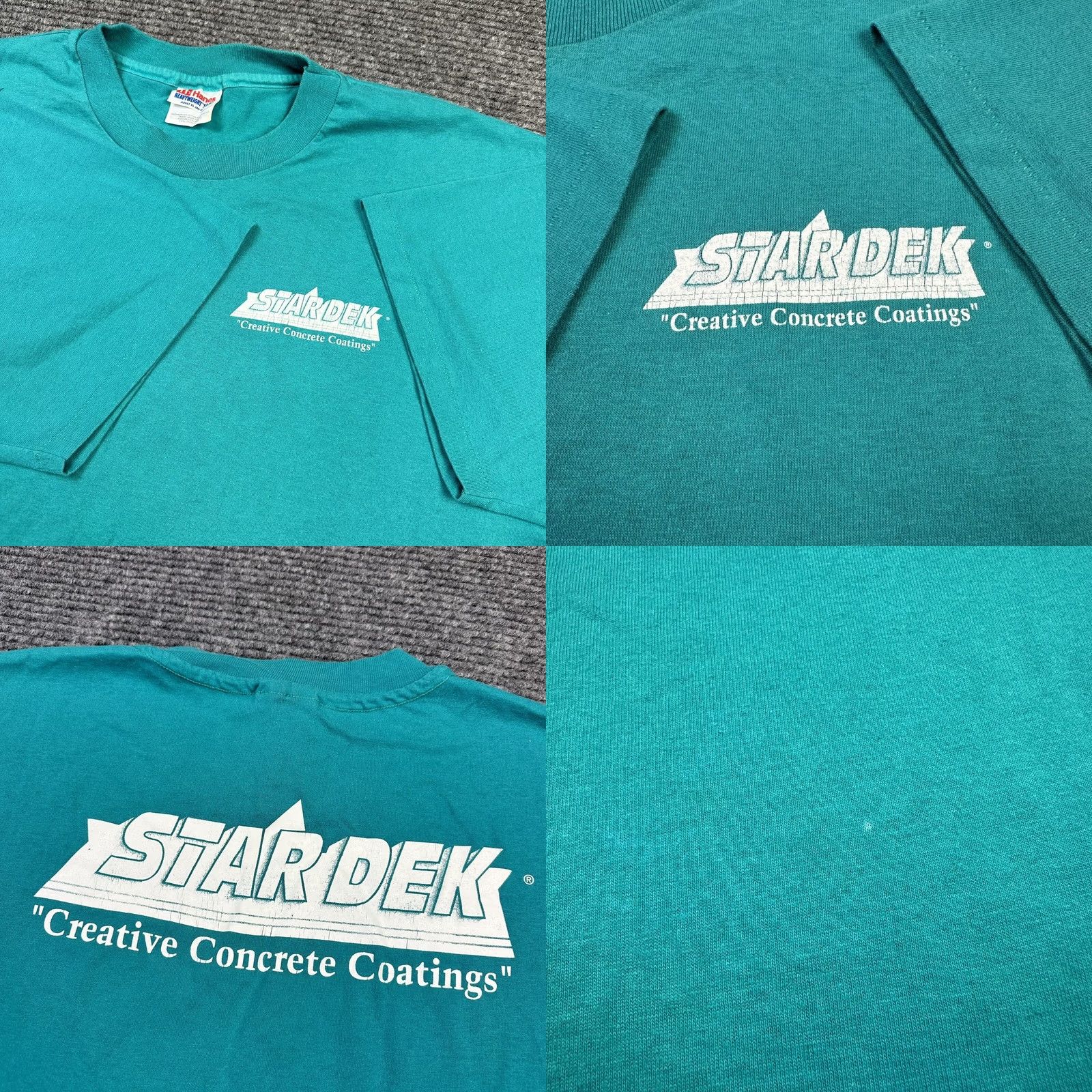 Hanes VINTAGE Stardek Concrete Coating Double Sided T Shirt Hanes 90s Adult XL Green Short Sleeve Crew Neck Men Size US XL / EU 56 / 4 - 8 Thumbnail