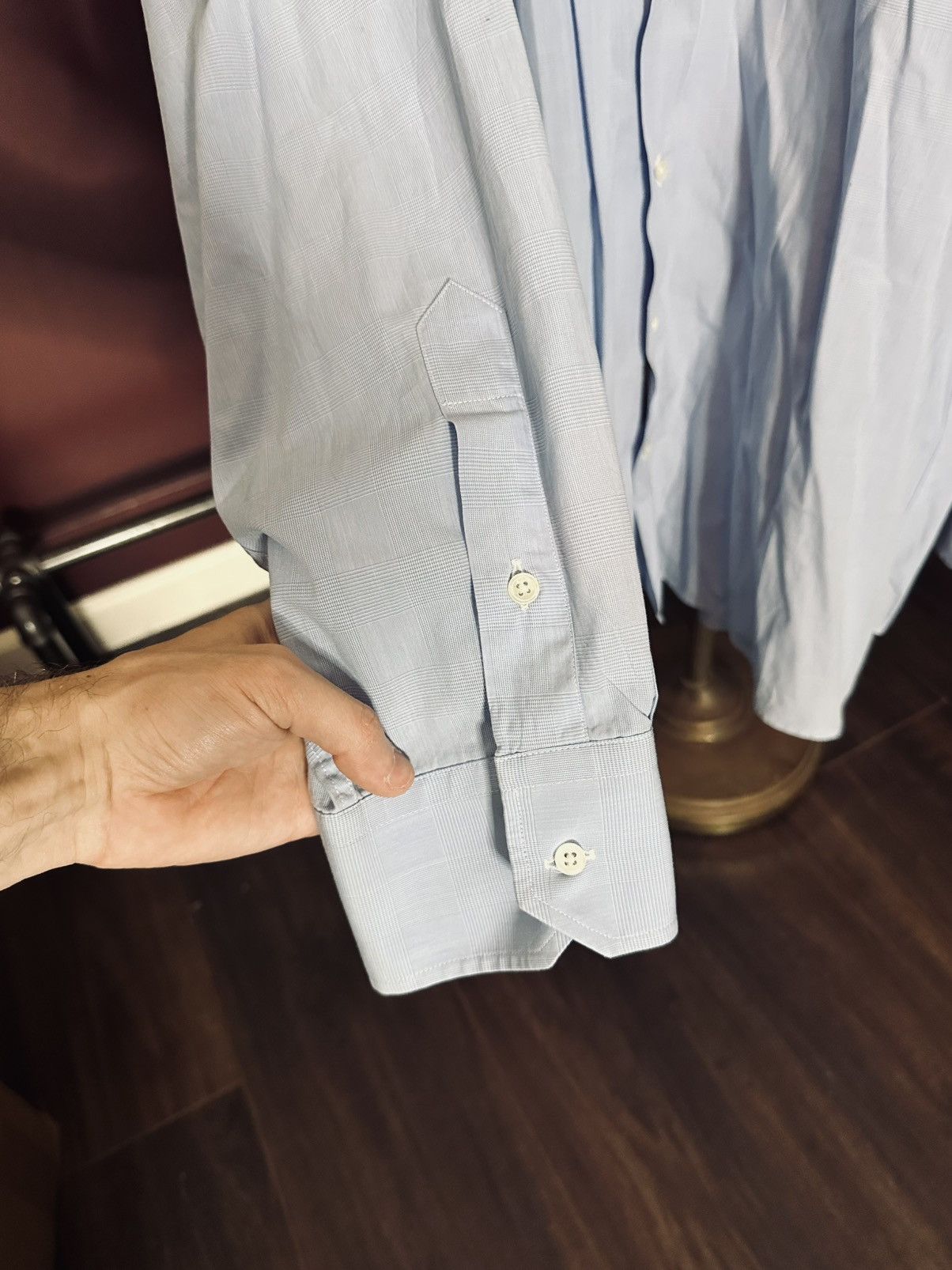 Gitman Bros. Light blue plaid MiUSA pocket button-up dress shirt Size US XXL / EU 58 / 5 - 6 Thumbnail