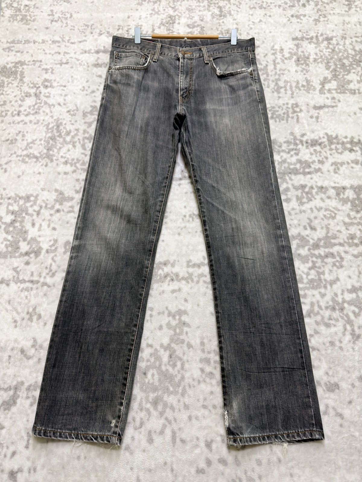 Y2K Edwin 503 Regular Straight Faded Black Distressed Denim