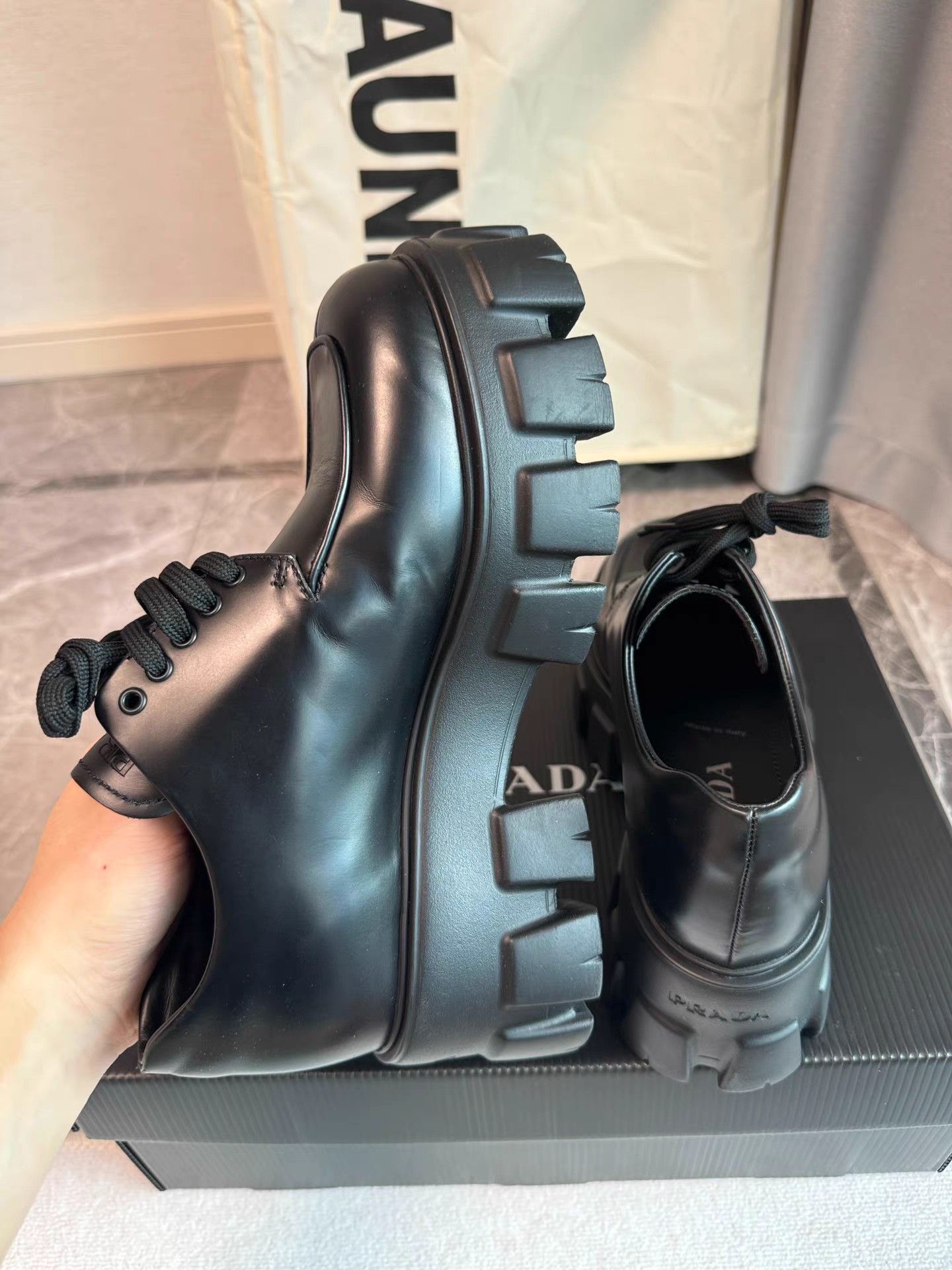 Prada Prada Matte Black Platform Derby Shoes K6 Size US 8 / IT 38 - 5 Thumbnail