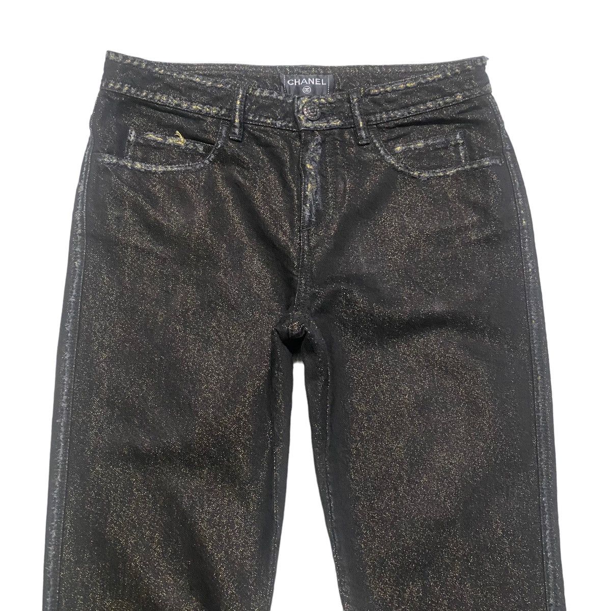 Chanel Chanel Noir Black&Gold Logo Pocket Denim Jeans Size 28" / US 6 / IT 42 - 6 Thumbnail