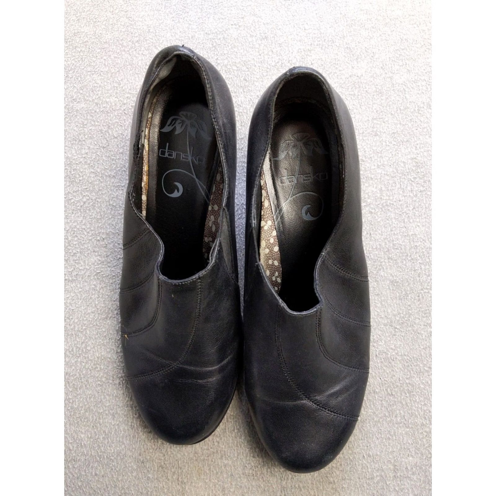 Dansko Dansko Women's Size 40 Black Leather Block Heel Slip-On Dress Comfort Work Shoes Size M / US 6-8 / IT 42-44 - 2 Thumbnail