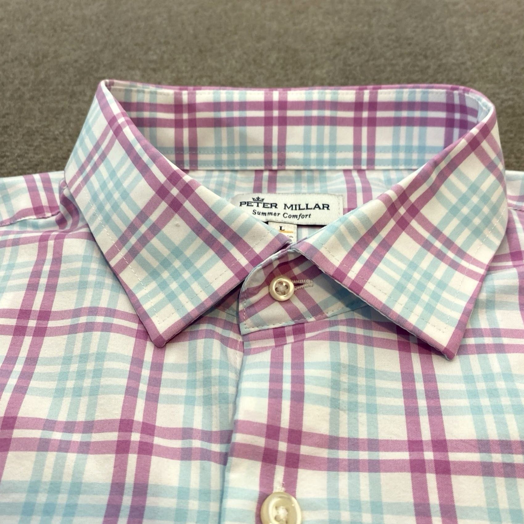 Peter Millar Peter Millar Shirt Mens L Summer Comfort Plaid Performance Stretch Polyester Size US L / EU 52-54 / 3 - 2 Thumbnail