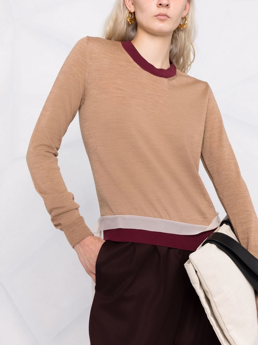 Maison Margiela o1y0625 Crewneck Sweater in Camel/Red Size XS / US 0-2 / IT 36-38 - 3 Thumbnail