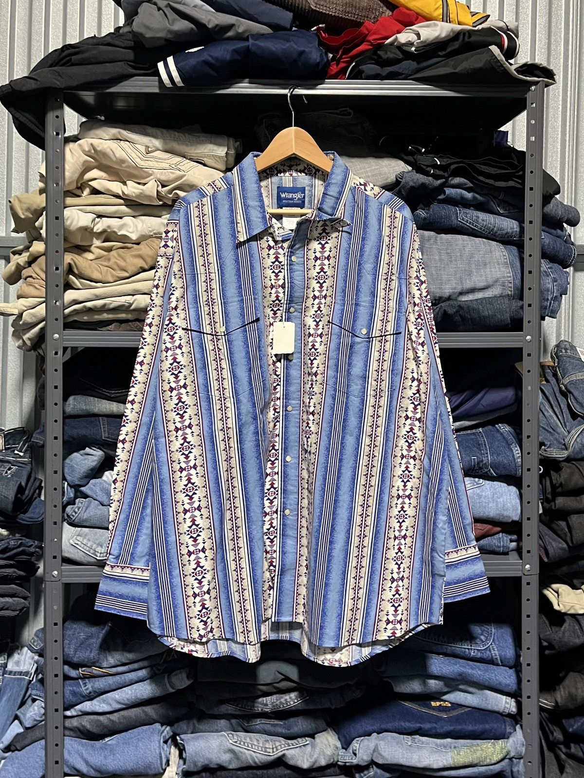 Made In Usa × Vintage × Wrangler Crazy Vintage 90s Wrangler Aztec Pearl ...