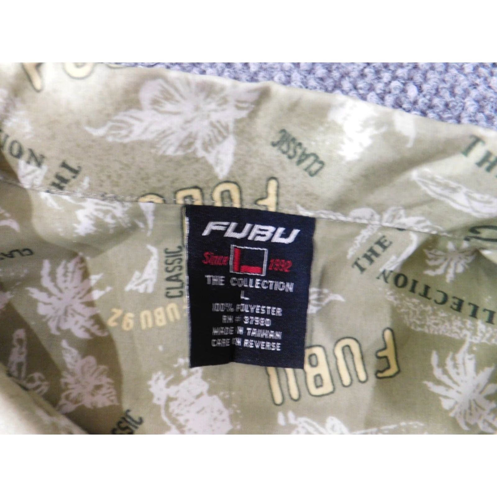 Fubu FUBU Shirt Button-Up Floral Green 90s Mens L Size US L / EU 52-54 / 3 - 4 Thumbnail