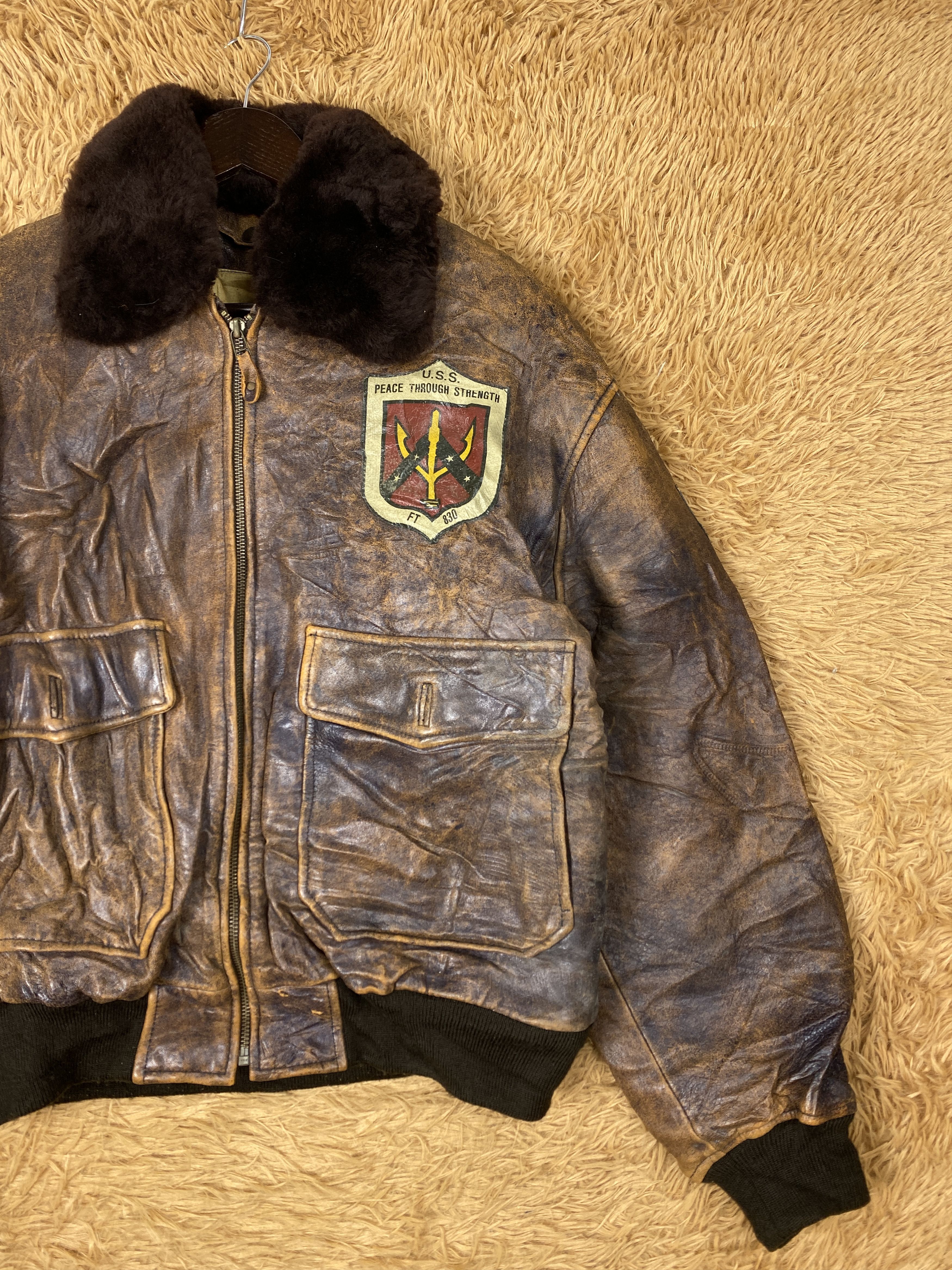 Vintage Vintage US Navy Military Flight Leather Jacket PJ2569 Size US M / EU 48-50 / 2 - 3 Thumbnail