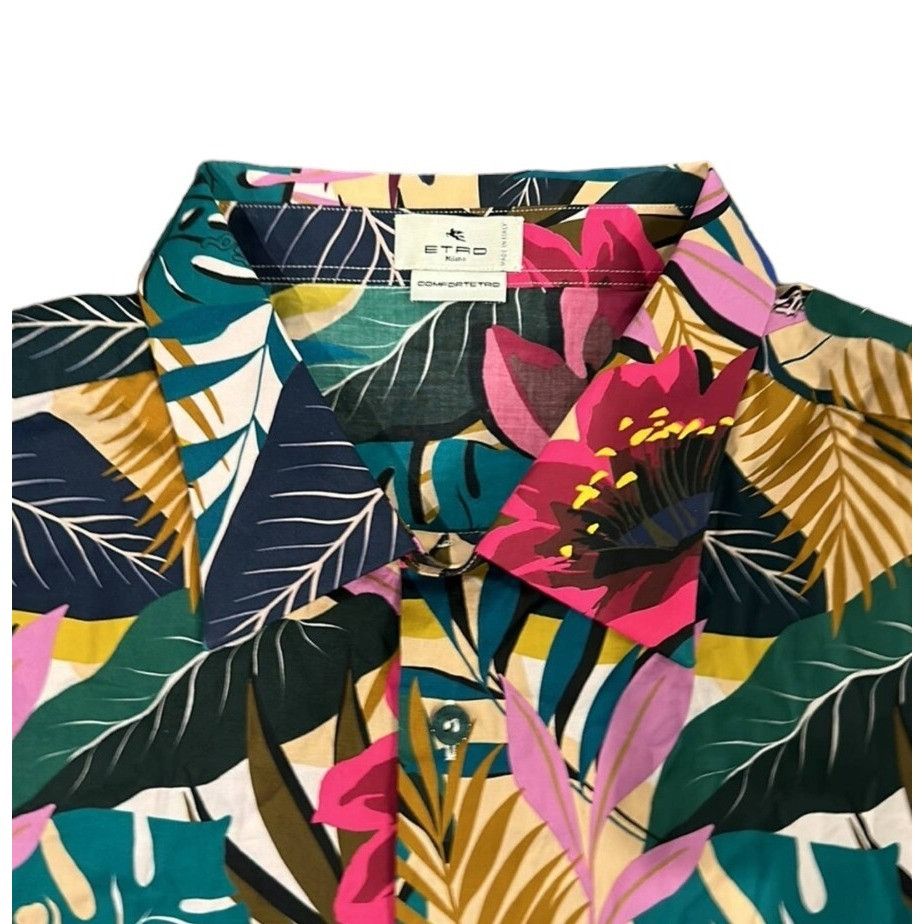 Etro ETRO Milano Mens Shirt 45 XXL Floral Tropical Button Down Bl Size US XXL / EU 58 / 5 - 3 Thumbnail