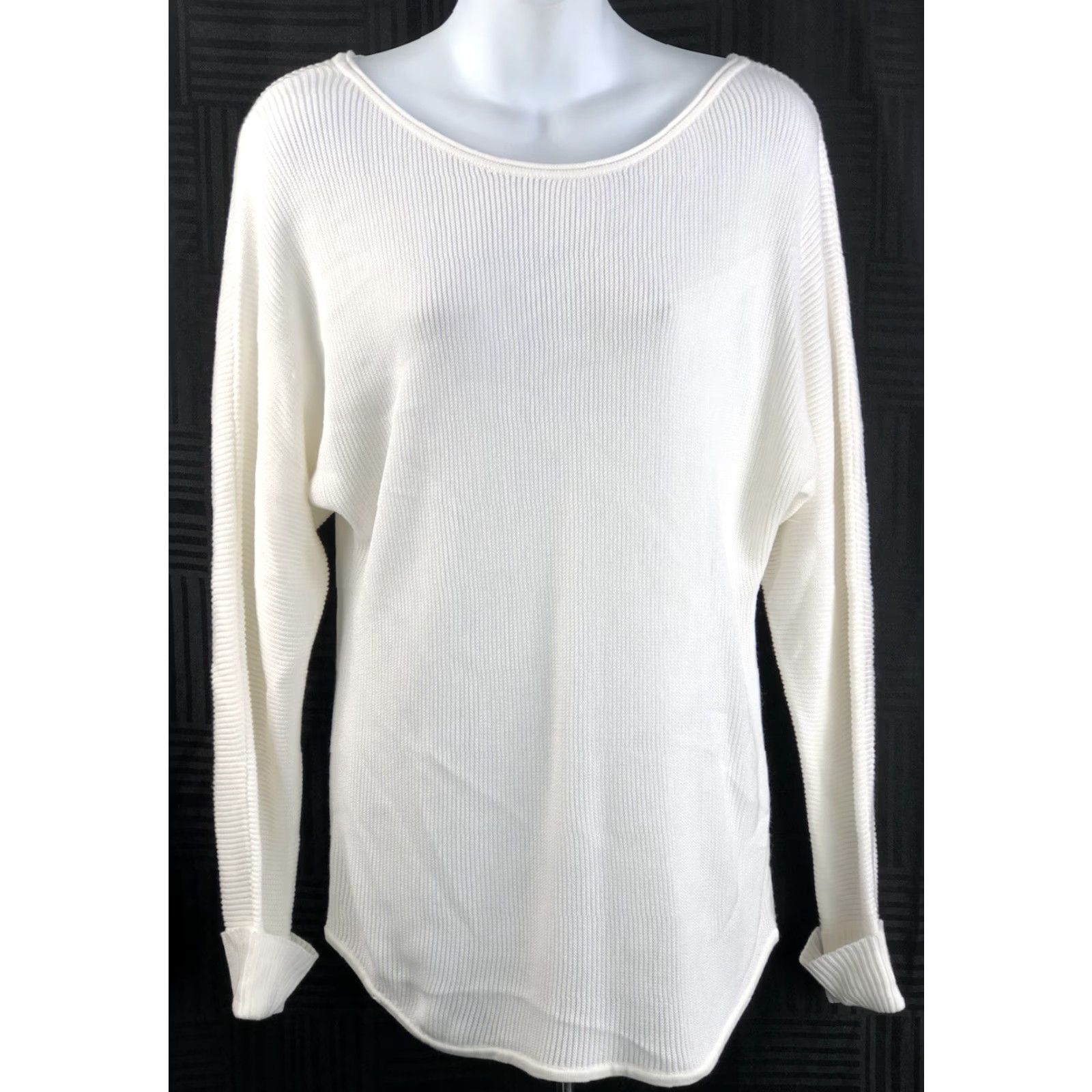 Vintage NY & Co Sweater S Ivory Asymmetrical Strappy Back Cuffed LongSleeve Boho Shirt Womens Size S / US 4 / IT 40 - 6 Thumbnail