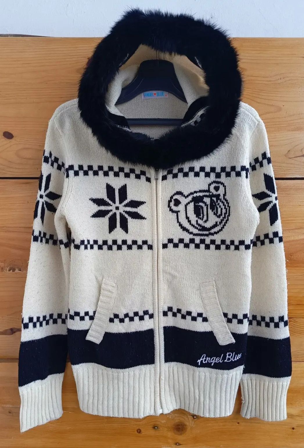 Angel Blue 2000s Angel Blue Knit Ziphoodie Lgb Style (removable fur) Size US M / EU 48-50 / 2 - 10 Thumbnail