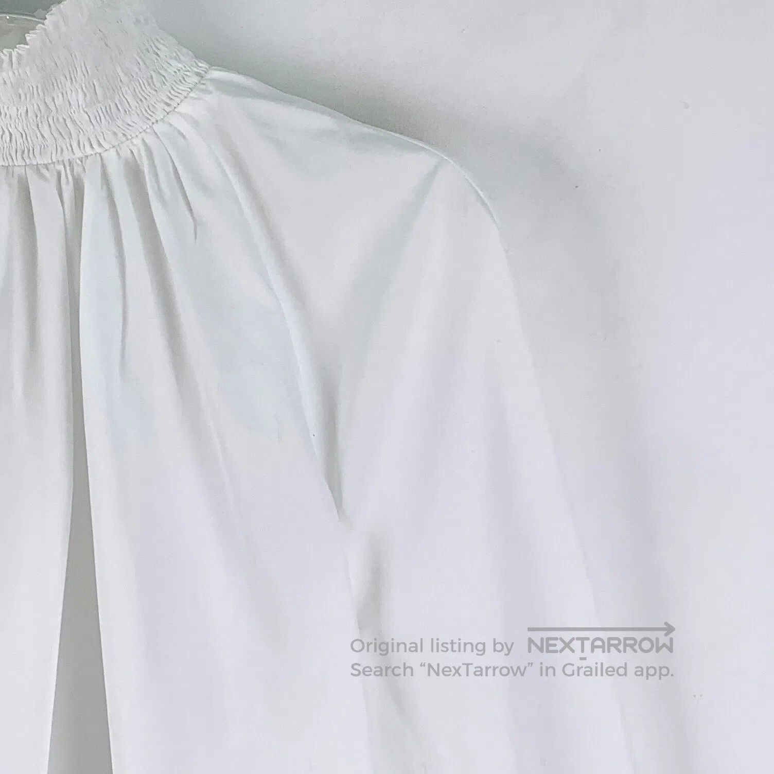 Prada Prada White Button Design Cotton High Collar Pleated Long Size XS / US 0-2 / IT 36-38 - 3 Thumbnail