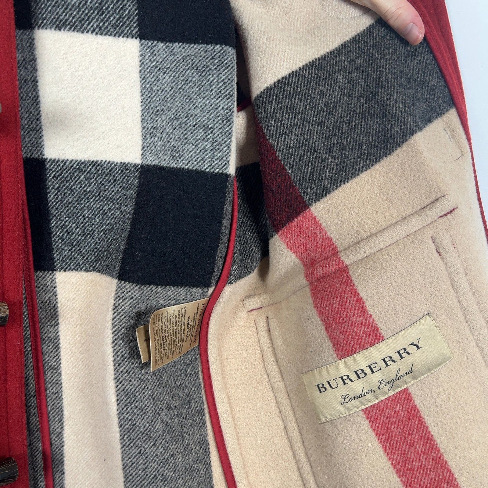 Burberry Burberry Red Wool Hooded Peacoat Size US M / EU 48-50 / 2 - 7 Thumbnail