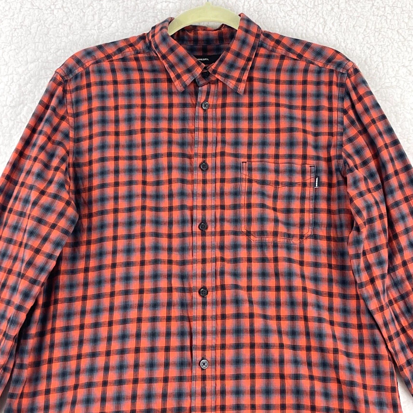 Diesel Diesel Button-Up Shirt Mens Large Orange Plaid Long Sleeve 100% Cotton Size US L / EU 52-54 / 3 - 2 Thumbnail