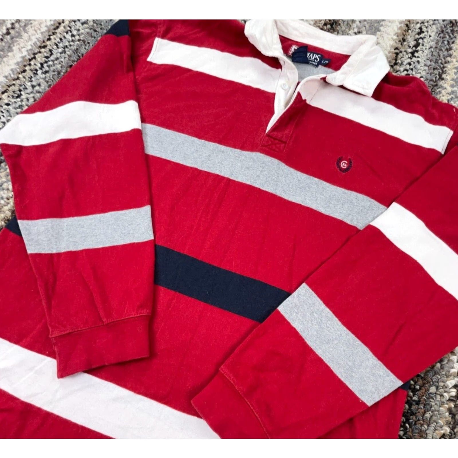 Chaps VINTAGE Chaps Ralph Lauren Rugby Shirt Men L Red Striped Heavy Y2K 2000s Polo Shirt, Polo, Classic, American, Preppy, Casual Mens Shirt Size US L / EU 52-54 / 3 - 2 Thumbnail