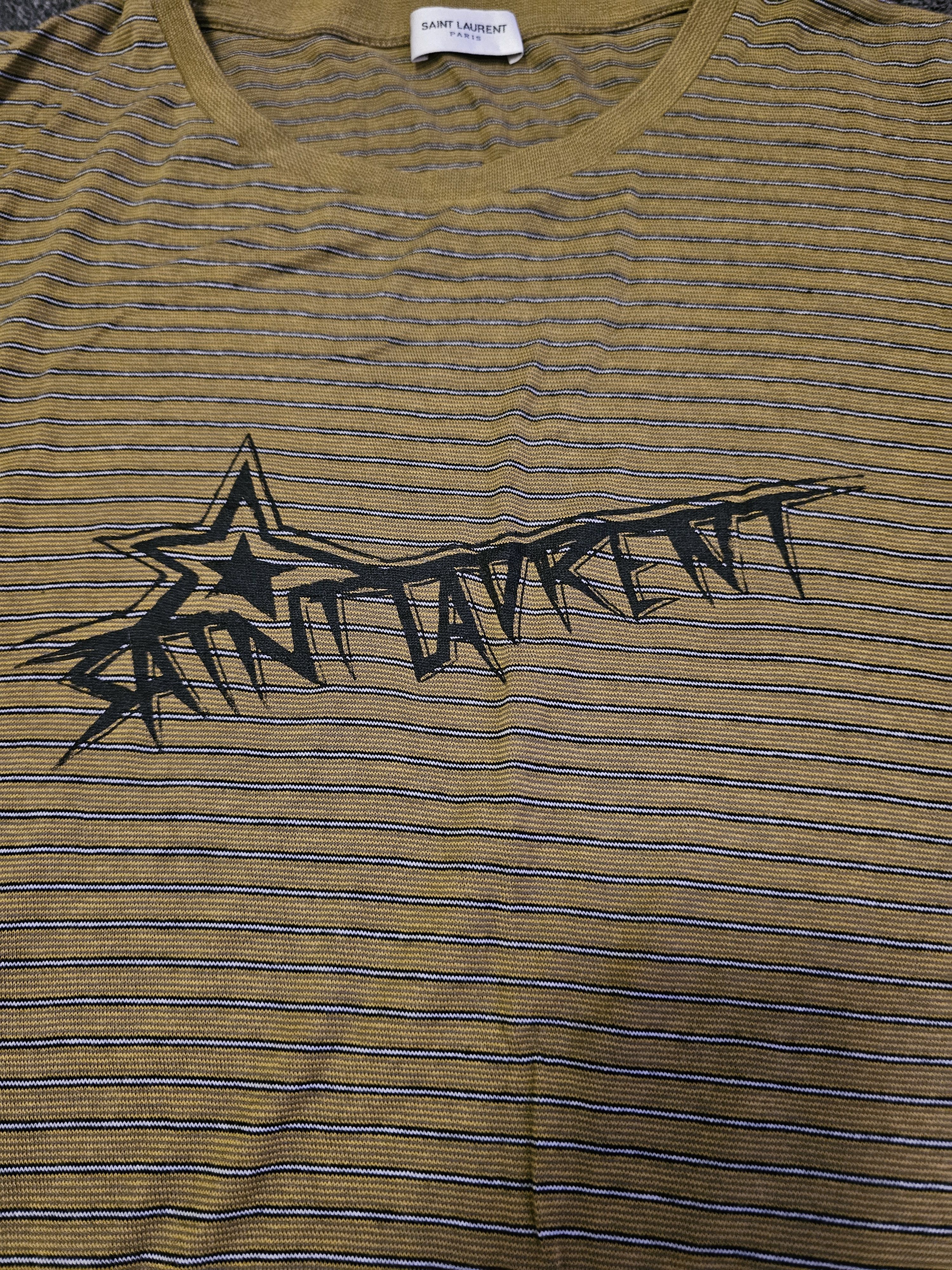 Saint Laurent Paris Saint Lauren Men's Yellow Striped Oversize T-Shirt Size L Size US L / EU 52-54 / 3 - 2 Thumbnail