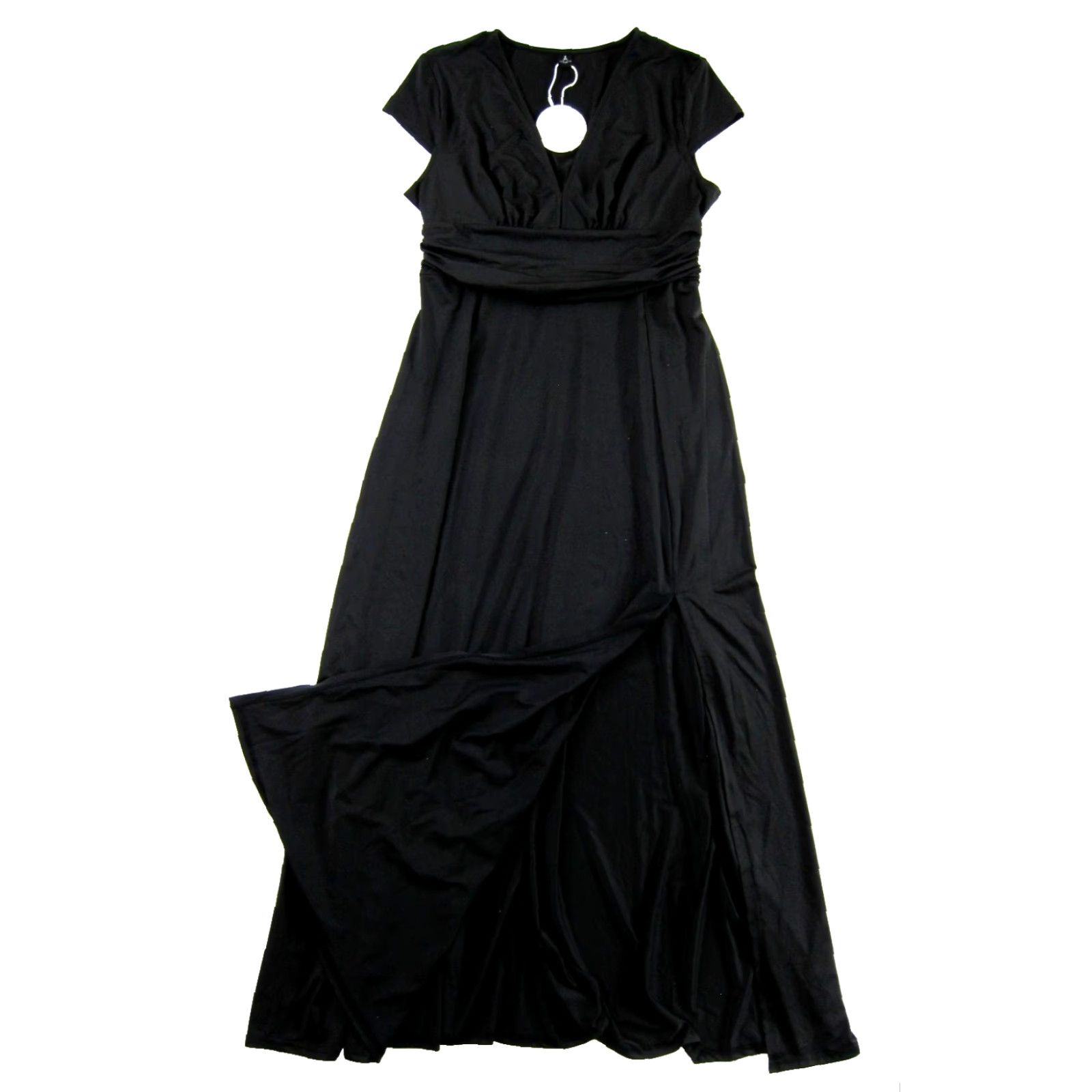 Vintage NWT ANRABESS Black Maxi Dress V-Neck Cap Sleeve Empire Waist Long Maxi Dress Large Size L / US 10 / IT 46 - 5 Thumbnail