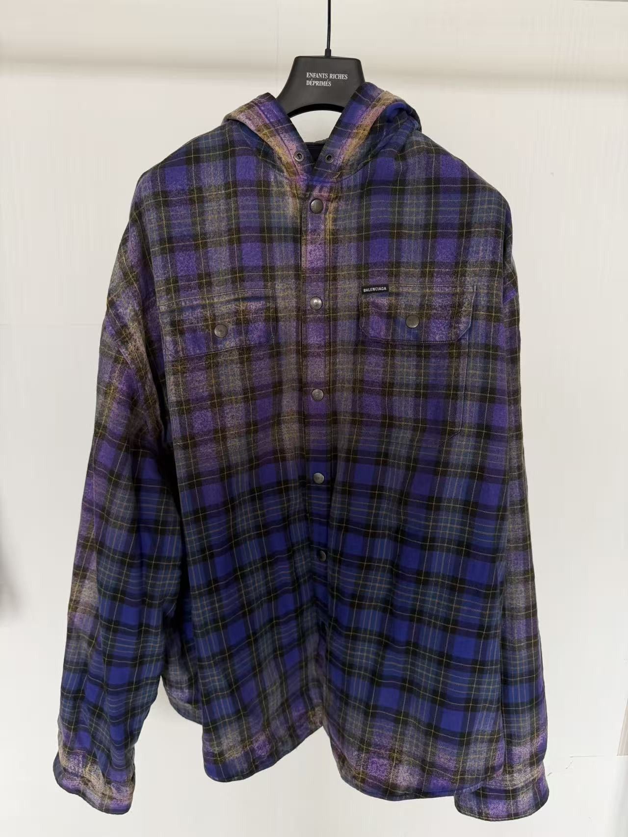 Balenciaga Balenciaga Bleached Flannel Check Shirt Jacket with