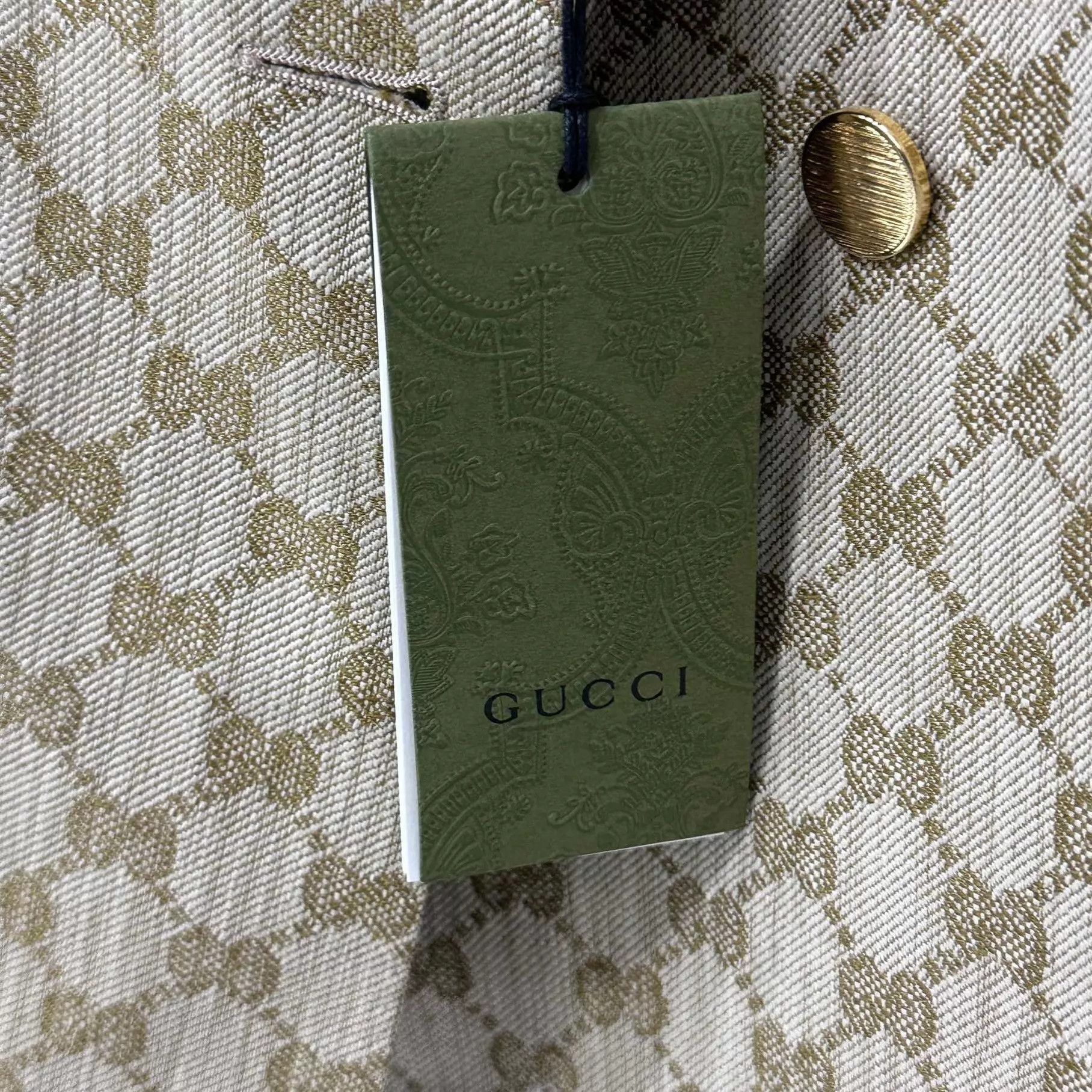 Gucci GUCCI Khaki allover DB gold Btn blazer 40 Size S / US 4 / IT 40 - 6 Thumbnail