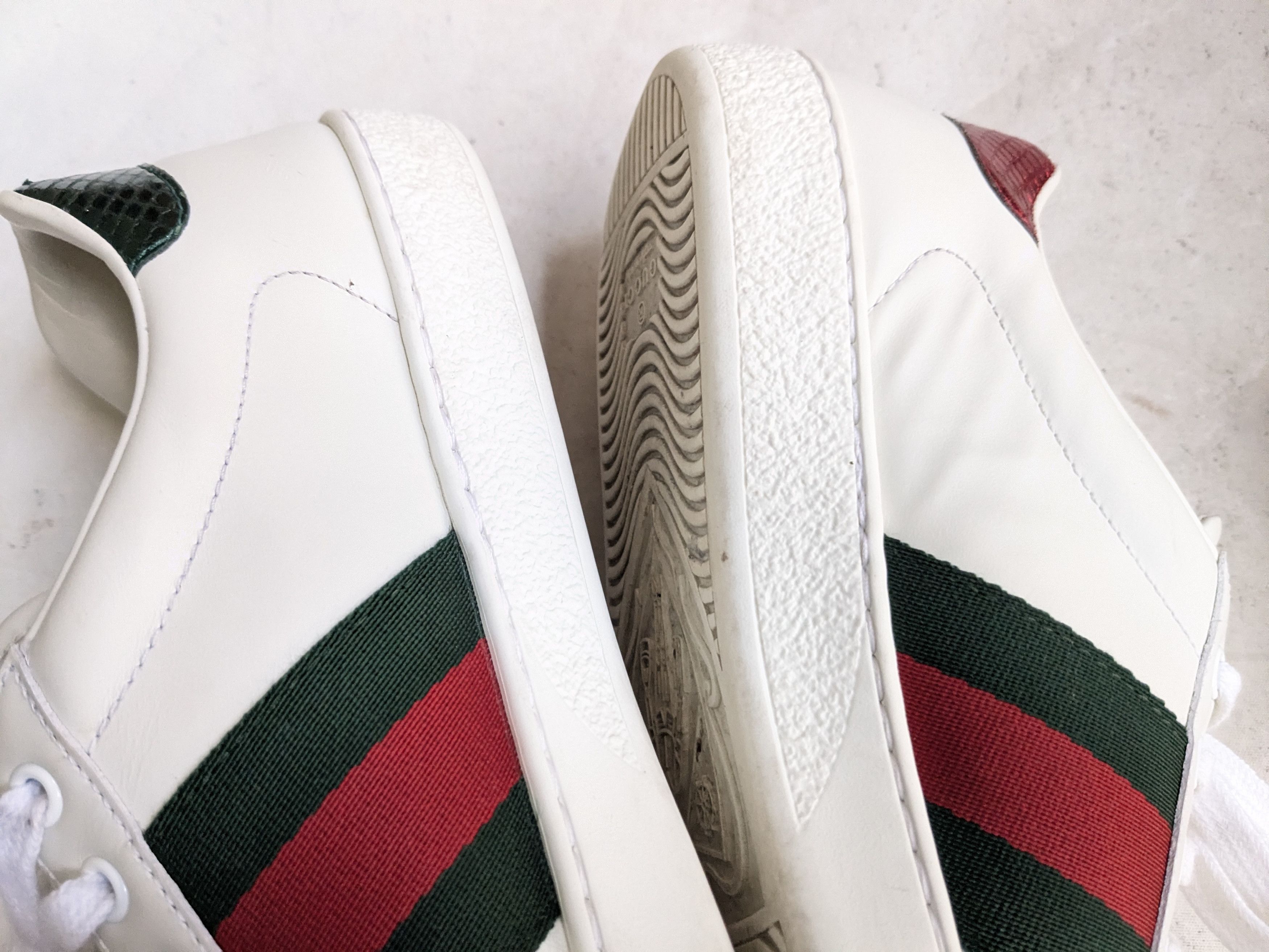 Gucci Gucci Ace White Bee Leather 8 Low Tops Web Elastic Size US 8 / EU 41 - 10 Thumbnail