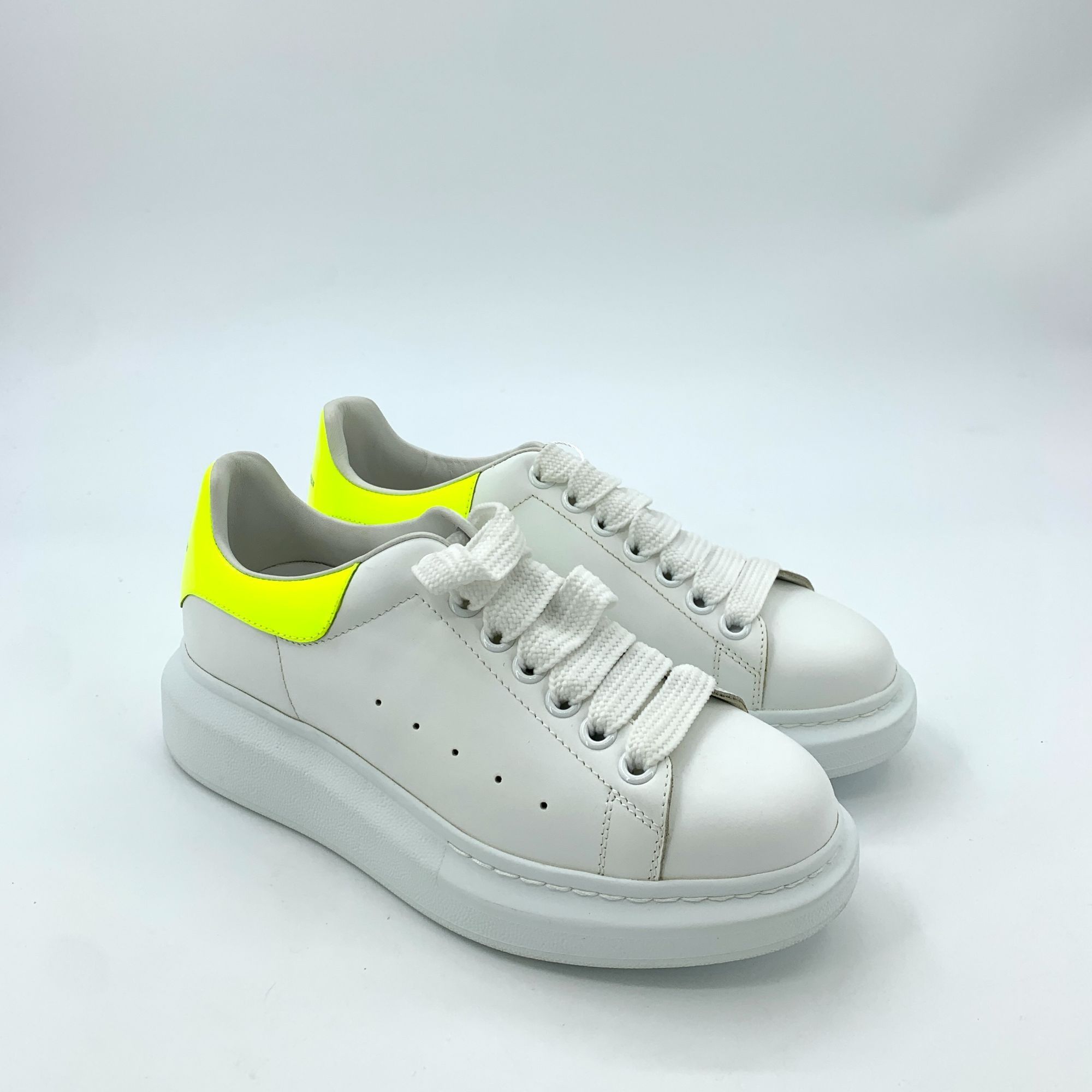 Alexander McQueen Alexander McQueen White & Fluorescent Yellow Heel Thick Sole Size US 8 / IT 38 - 7 Thumbnail