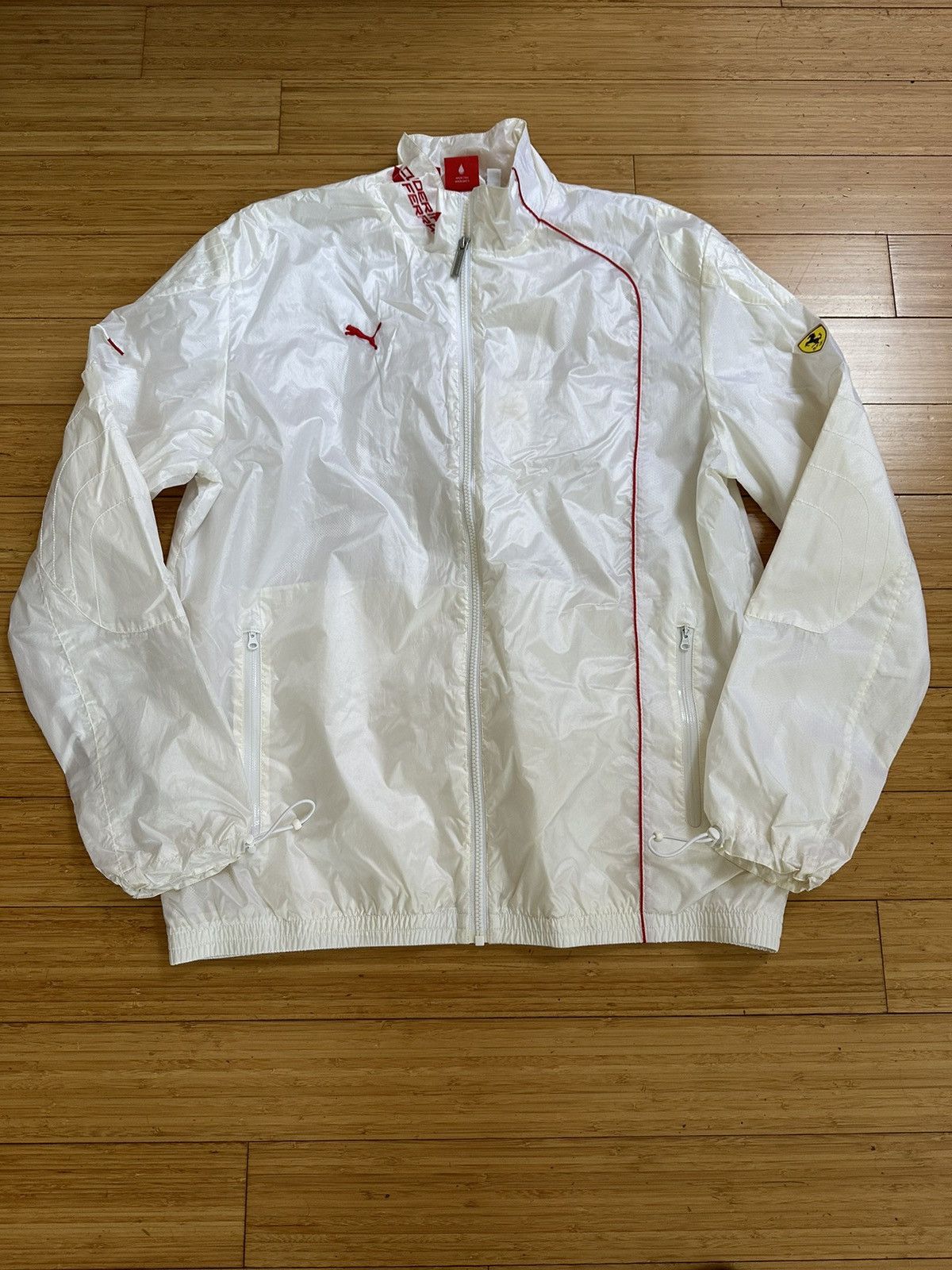 Puma Ferrari Puma Windbreaker Jacket White Red Nylon Glanz SizeXL Size US XL / EU 56 / 4 - 2 Thumbnail