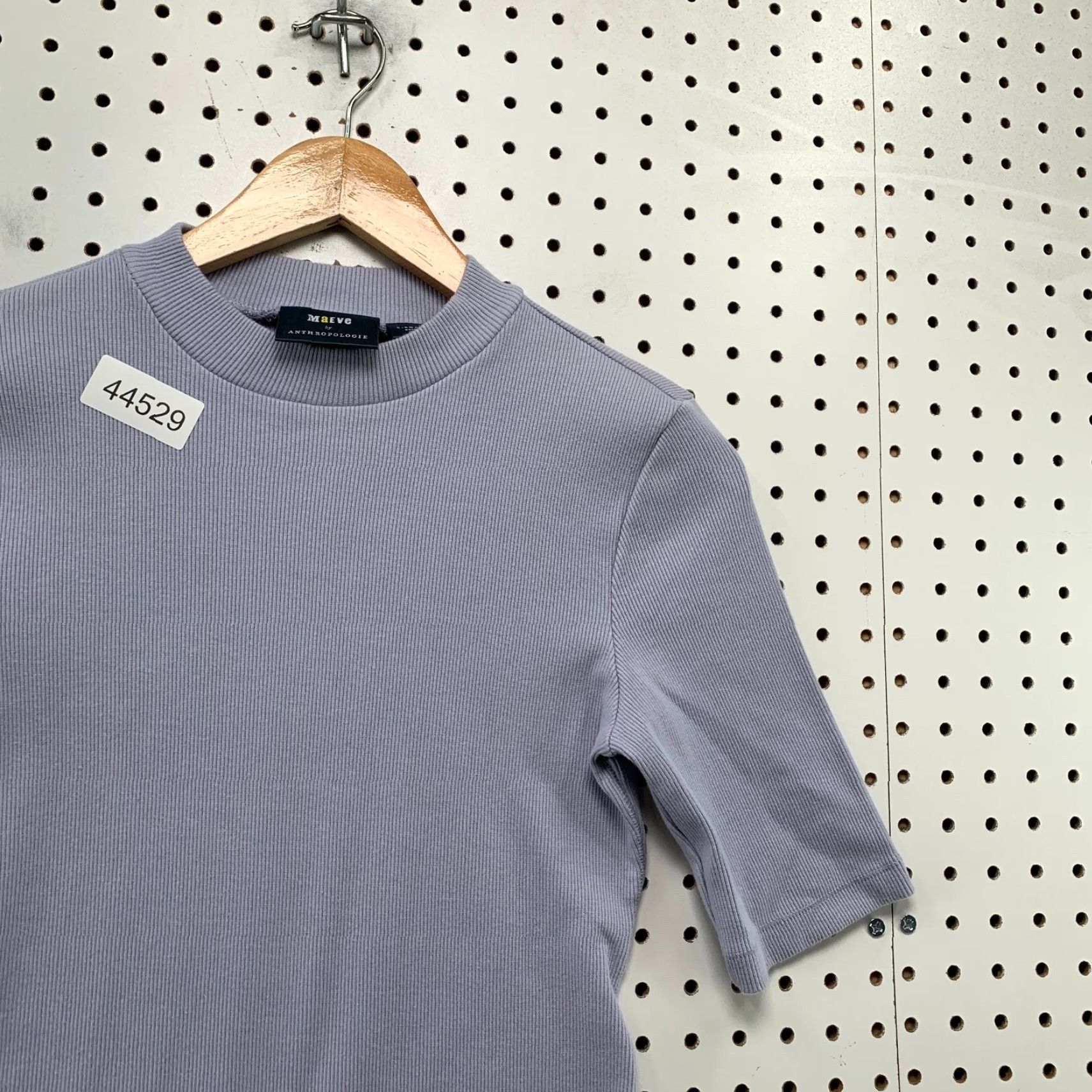 Vintage Maeve Blouse Womens XS Purple Mock Neck Short Sleeve Rib Knit Size XS / US 0-2 / IT 36-38 - 5 Thumbnail