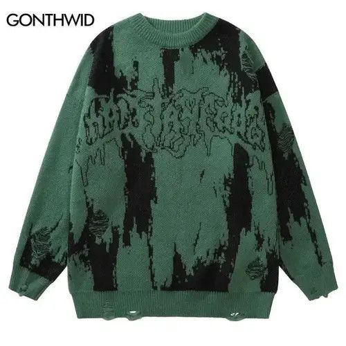 Japanese Brand Hip Hop Ripped Sweaters Grunge Y2K Vintage Size US M / EU 48-50 / 2 - 7 Thumbnail