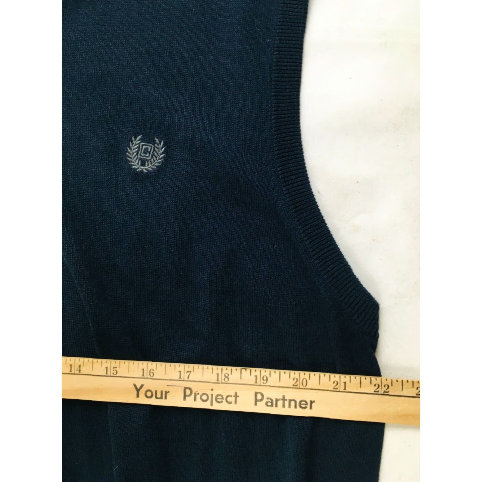 Chaps Chaps Sweater Vest Men Navy Blue Sleeveless Top V-Neck Ribbed Trims Large Size Size 42R - 5 Thumbnail