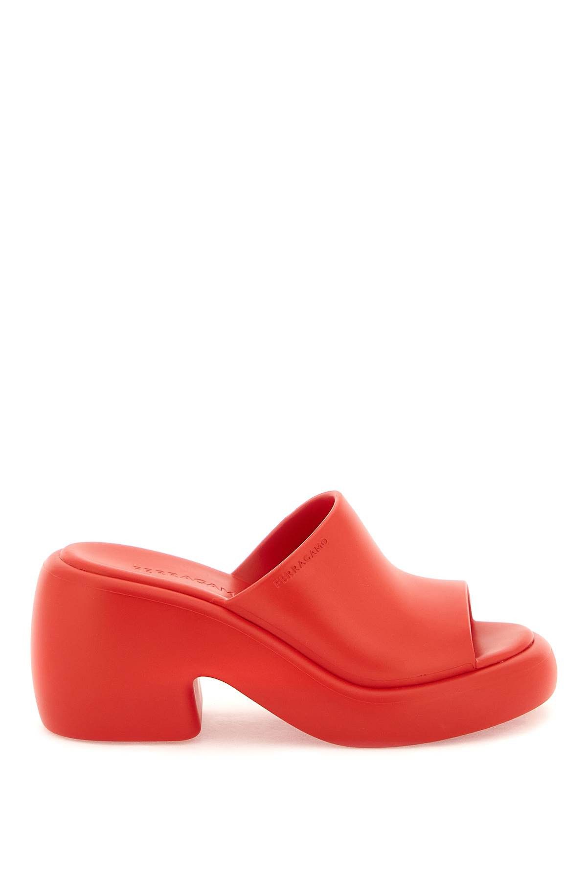image of Salvatore Ferragamo Ferragamo Mule Shoess With Chunky Sole Shoes in Flame Red, Women's (Size 6)