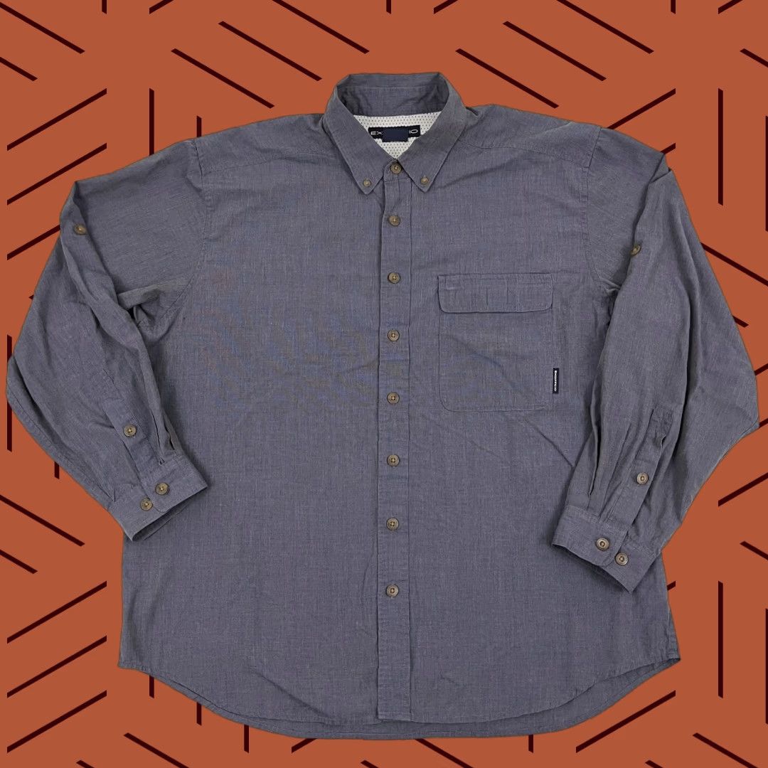 ExOfficio VINTAGE ExOfficio Shirt Mens XL Blue Roll Tab Vented Hiking Fishing Outdoors Button-Down Size US XL / EU 56 / 4 - 1 Thumbnail