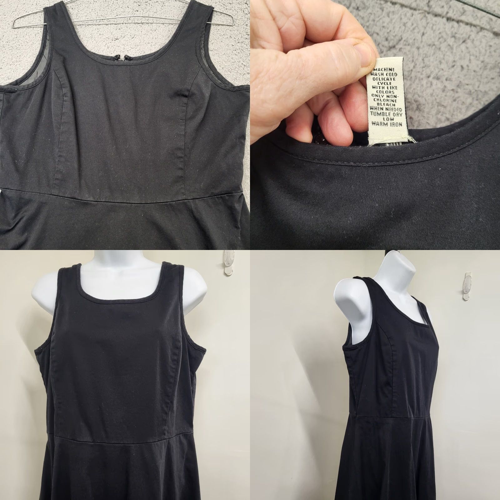 Vintage Amanda Smith Dress Women Size 10P Black Sleeveless Floral Embroidered Pink Trim Dress Size L / US 10 / IT 46 - 9 Thumbnail