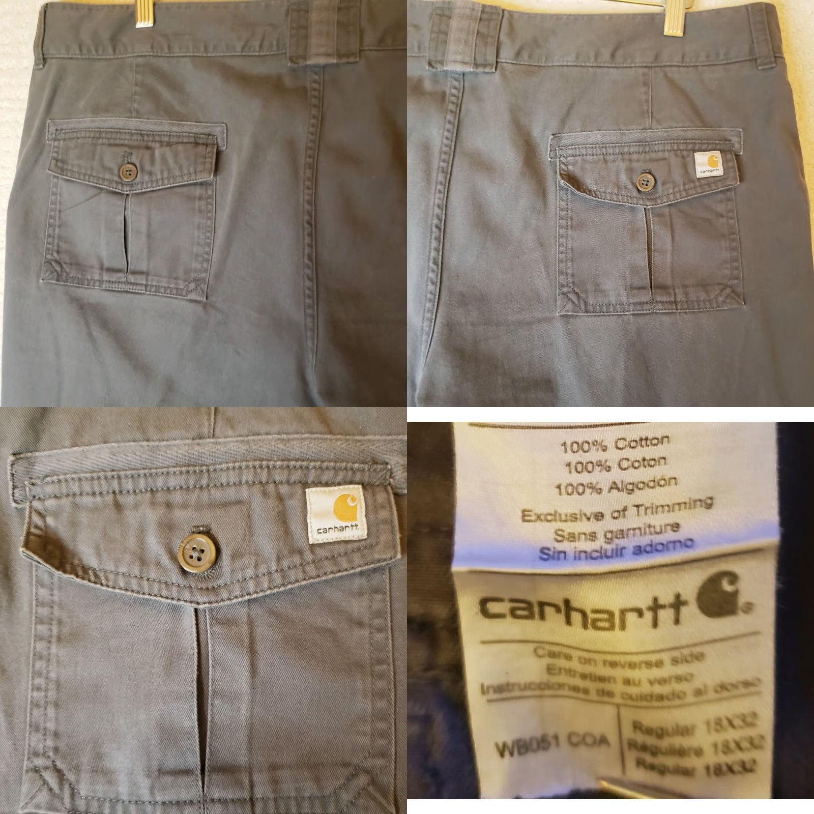 Carhartt Carhartt Womens Pants Regular Steel Gray 100% Cotton 18x30" Rugged Flex Cargo Pocketed WB051 COA Size 40" / US 18 - 9 Thumbnail