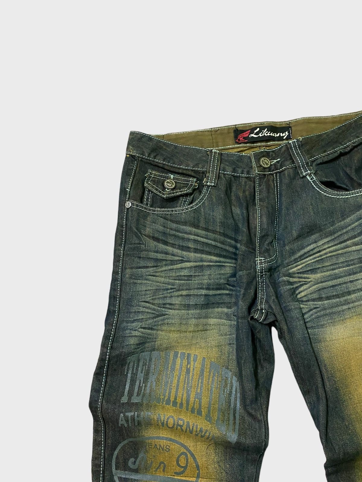 Japanese Brand NYLAUS JEANS Wing Back Patches Rare Design Denim Size US 32 / EU 48 - 4 Thumbnail