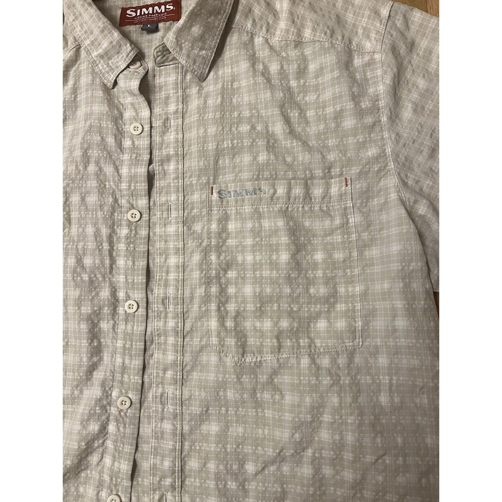 Simms Simms COR3 Men's Seersucker Beige Plaid Fishing Shirt Size L Size US L / EU 52-54 / 3 - 3 Thumbnail