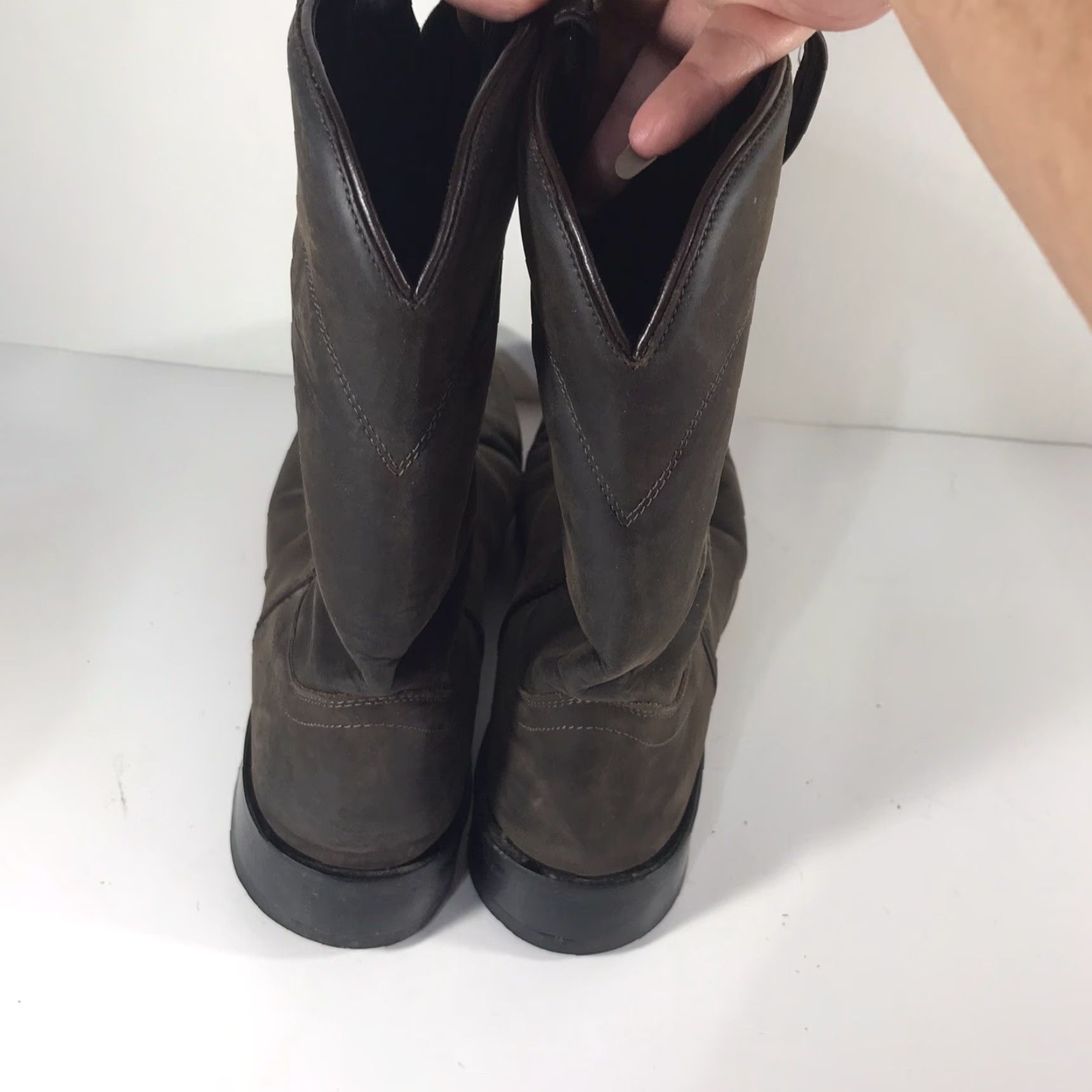 Vintage Old West Leather Work Boots Men's Brown Mid-Calf Western Style Size 13D Size US 13 / EU 46 - 4 Thumbnail