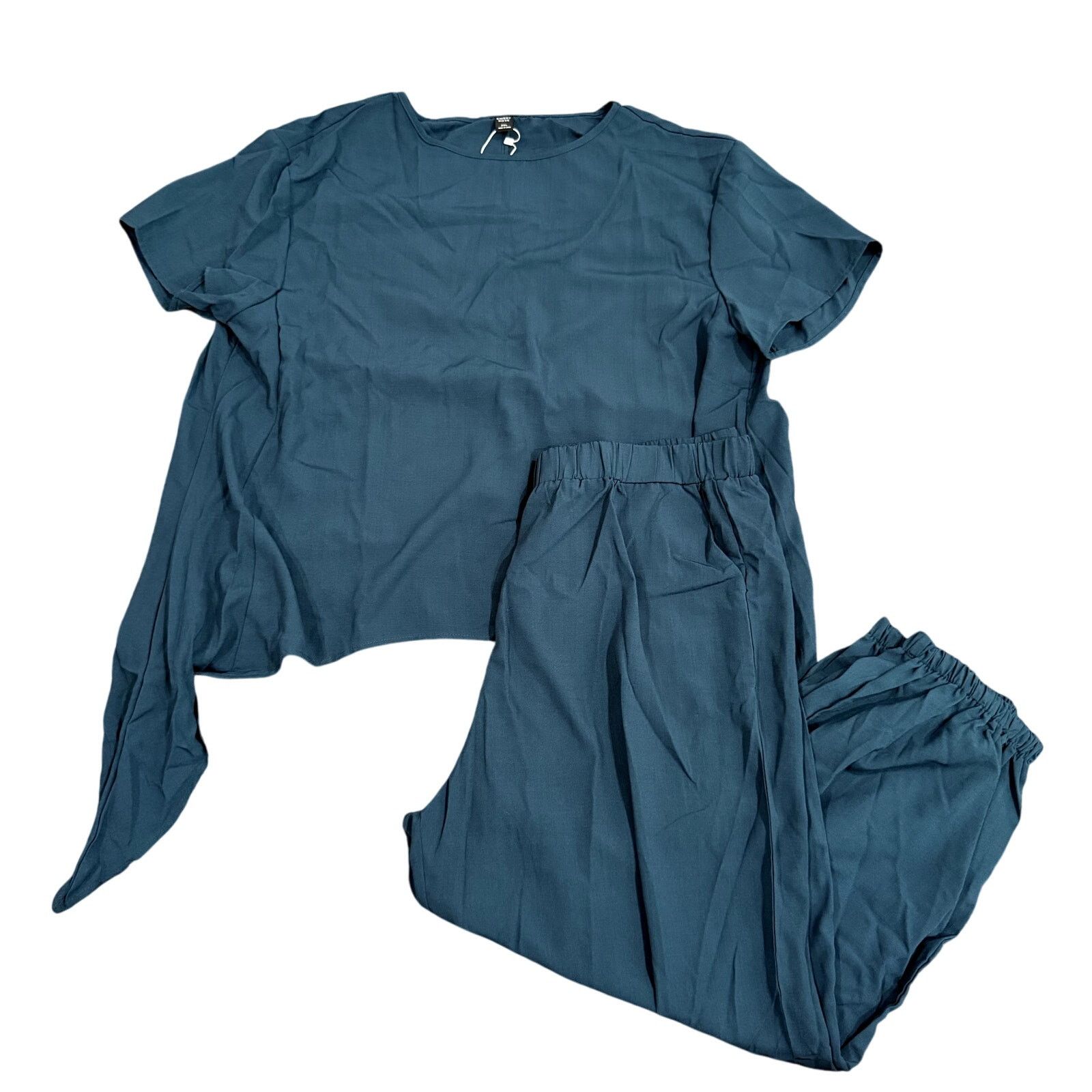 Shein Women's 2 Piece Set Tie Blouse & Elastic Waist Pants Size 42" / US 20 - 1 Thumbnail