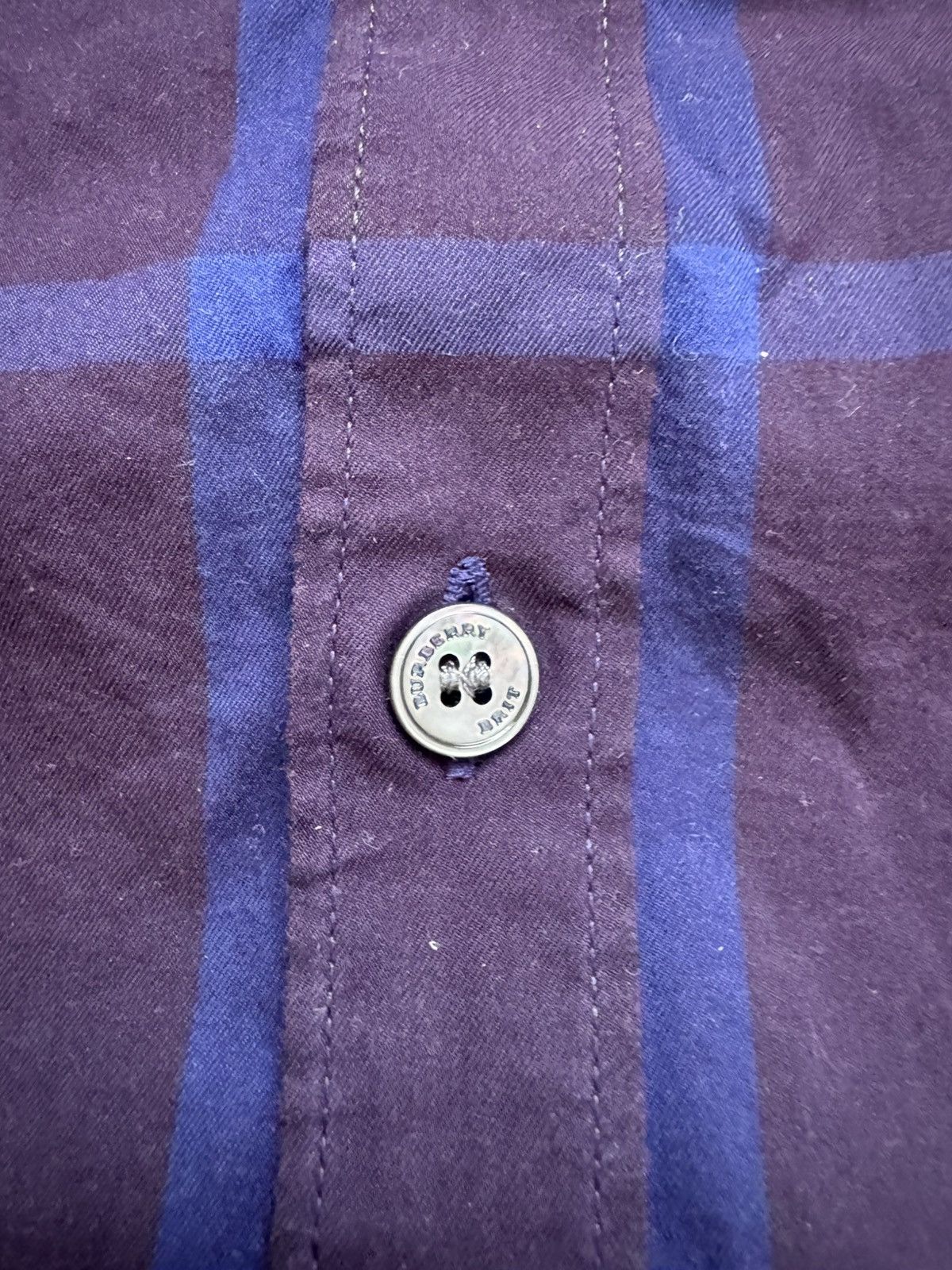 Burberry Burberry Brit Men's M Purple Check Long sleeve button up Shirt Size US M / EU 48-50 / 2 - 5 Thumbnail