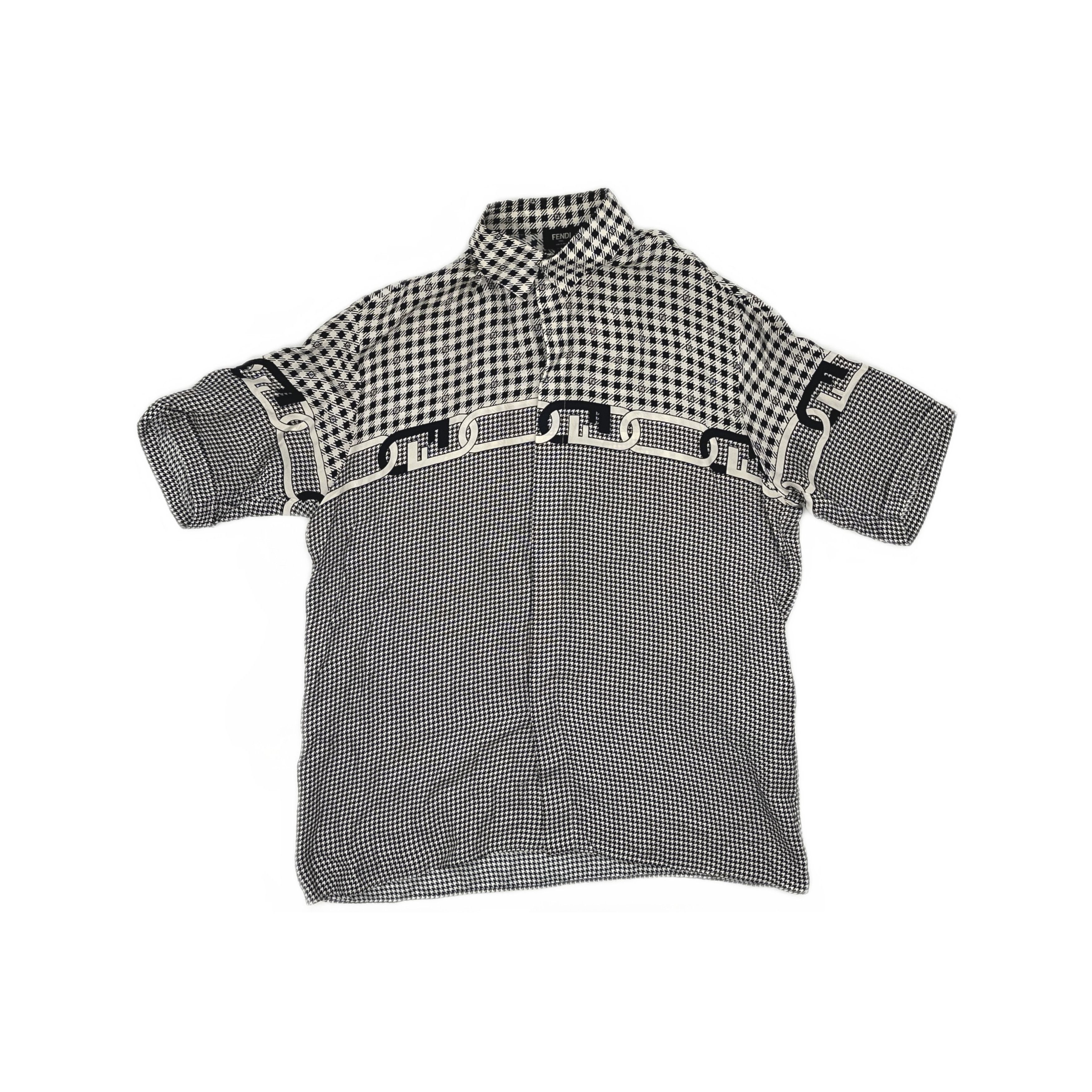 Fendi Fendi Houndstooth Silk Short Sleeve Shirt Size S Size US S / EU 44-46 / 1 - 1 Thumbnail