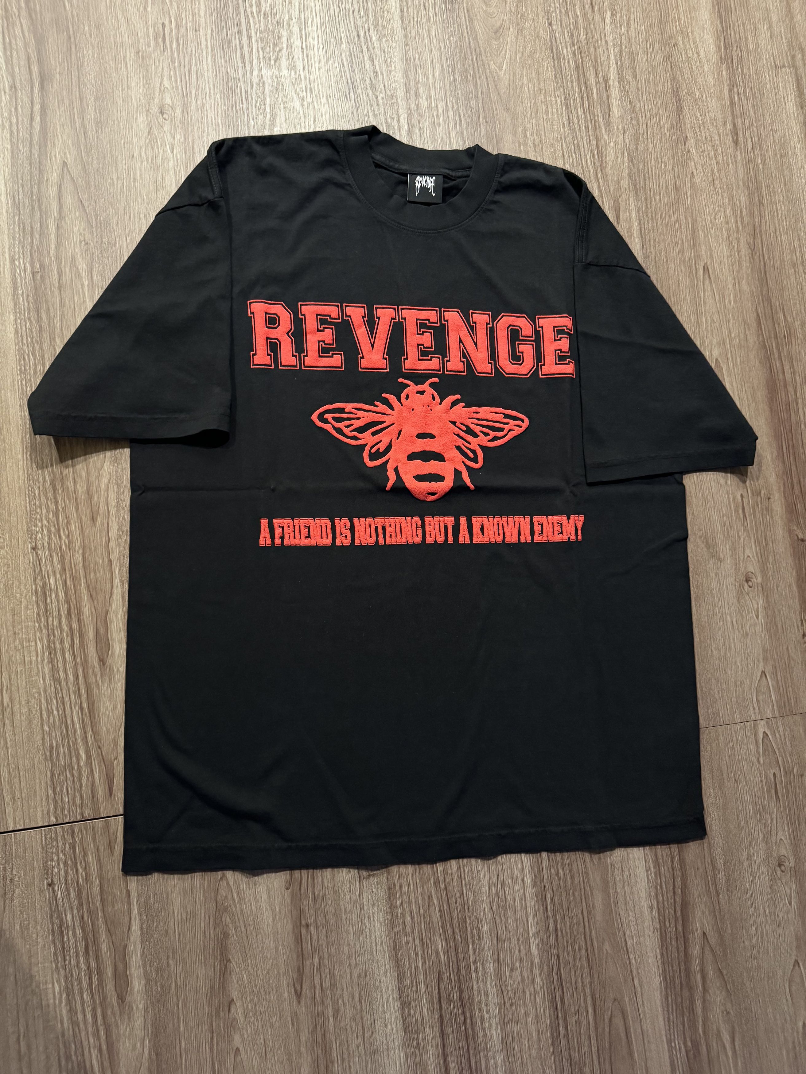 Image of 999 Club x Revenge Juice Wrld Friend Tee in Black/Red, Men's (Size XL)