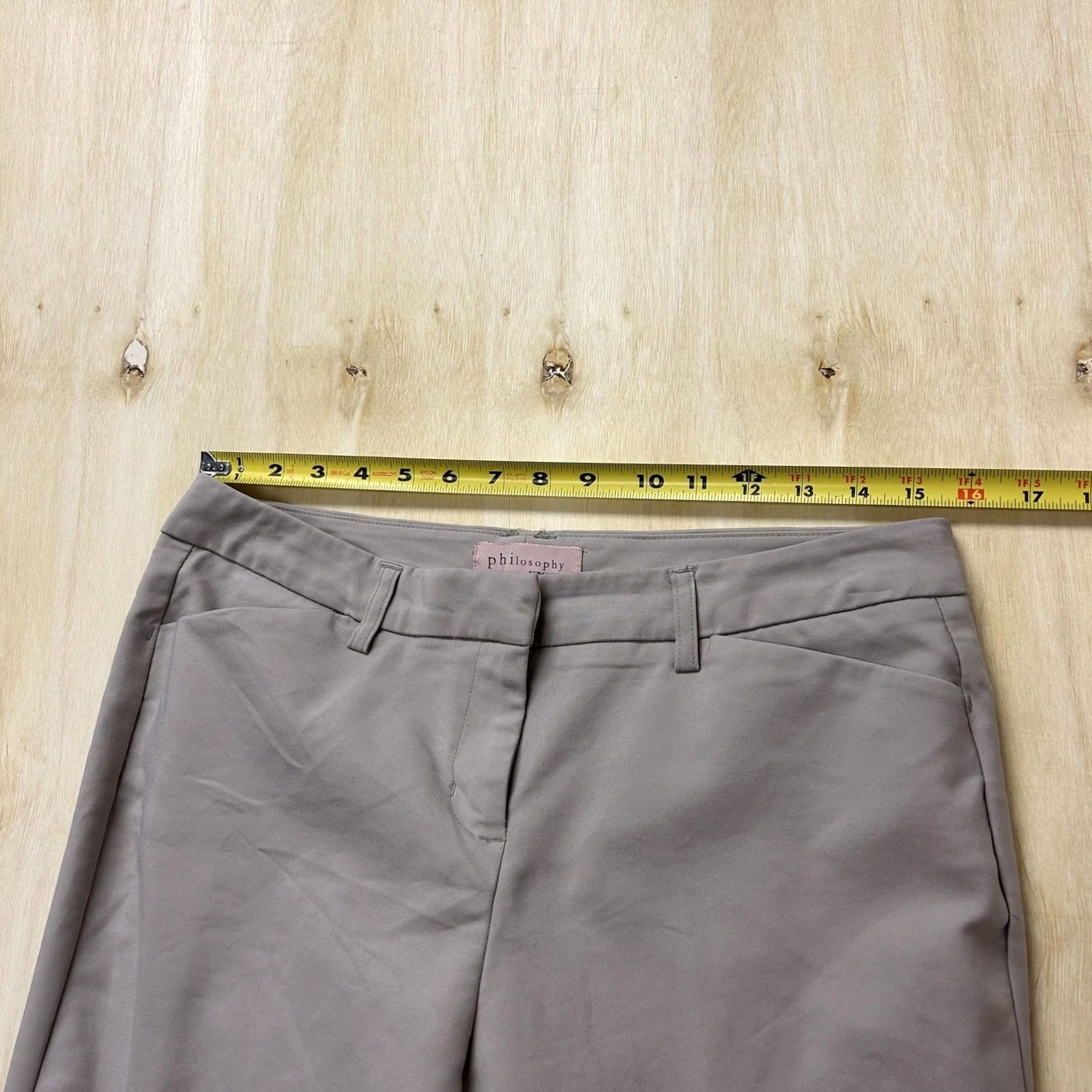 Vintage VINTAGE? No. Philosophy Dress Pants Womens 8 Gray Twill Straight Leg Stretch Career Office Ladies Pants Size 30" / US 8 / IT 44 - 6 Thumbnail