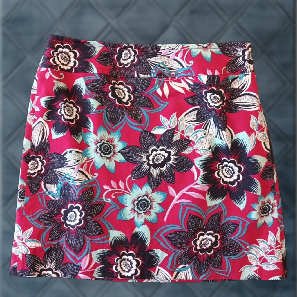 Talbots Talbots Skirt Knee Length Pink Blue Floral Pencil Lined Side Zip 10 Women Regular Vintage No Size 32" / US 10 / IT 46 - 1 Thumbnail