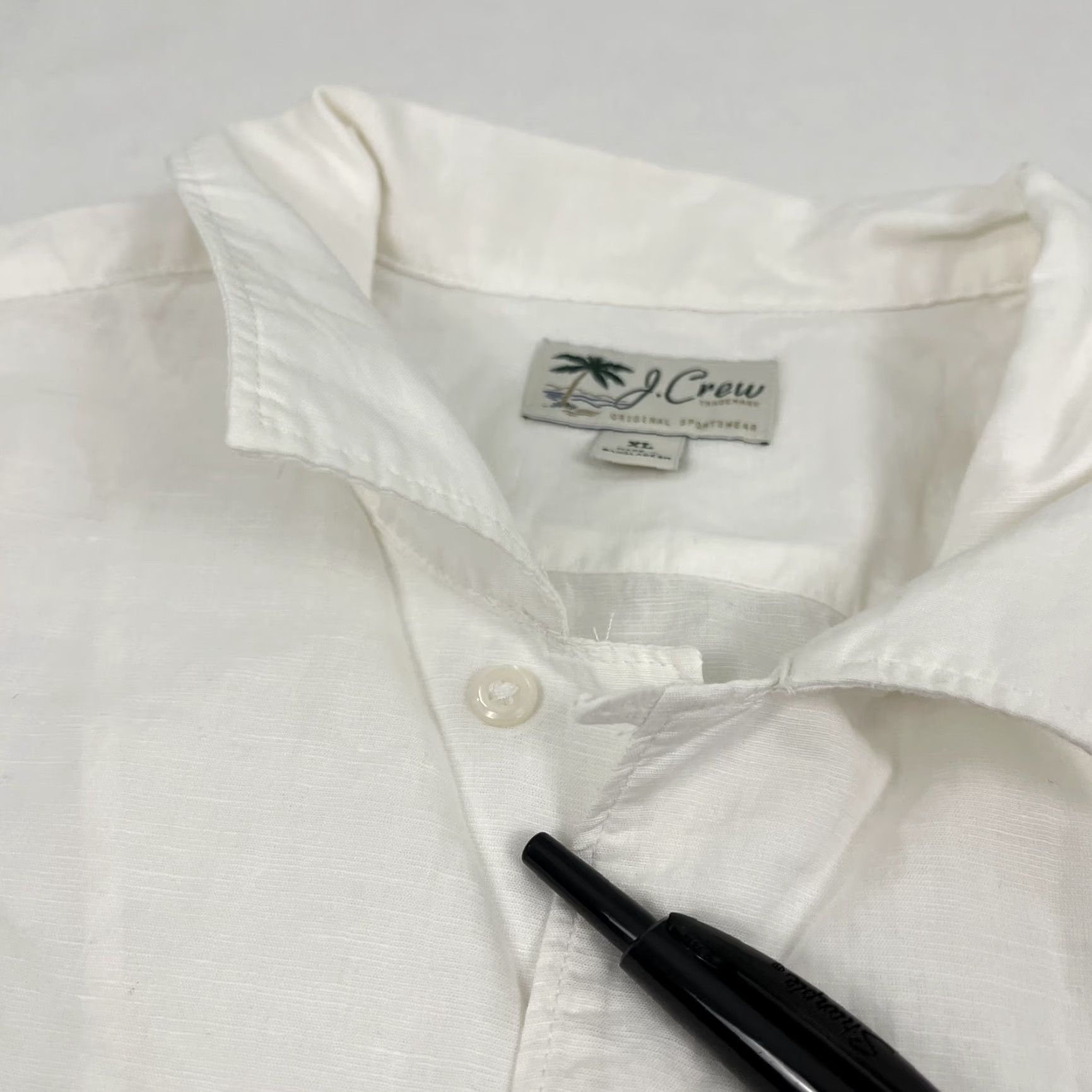 J.Crew Hawaiian Shirt J Crew Men XL Linen White Blue Floral Aloha Loop Collar Button Up Size US XL / EU 56 / 4 - 7 Thumbnail