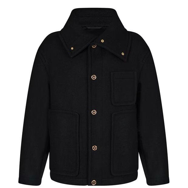 o1g2r1mq0824 Button Collar Blouson Jackets in Black