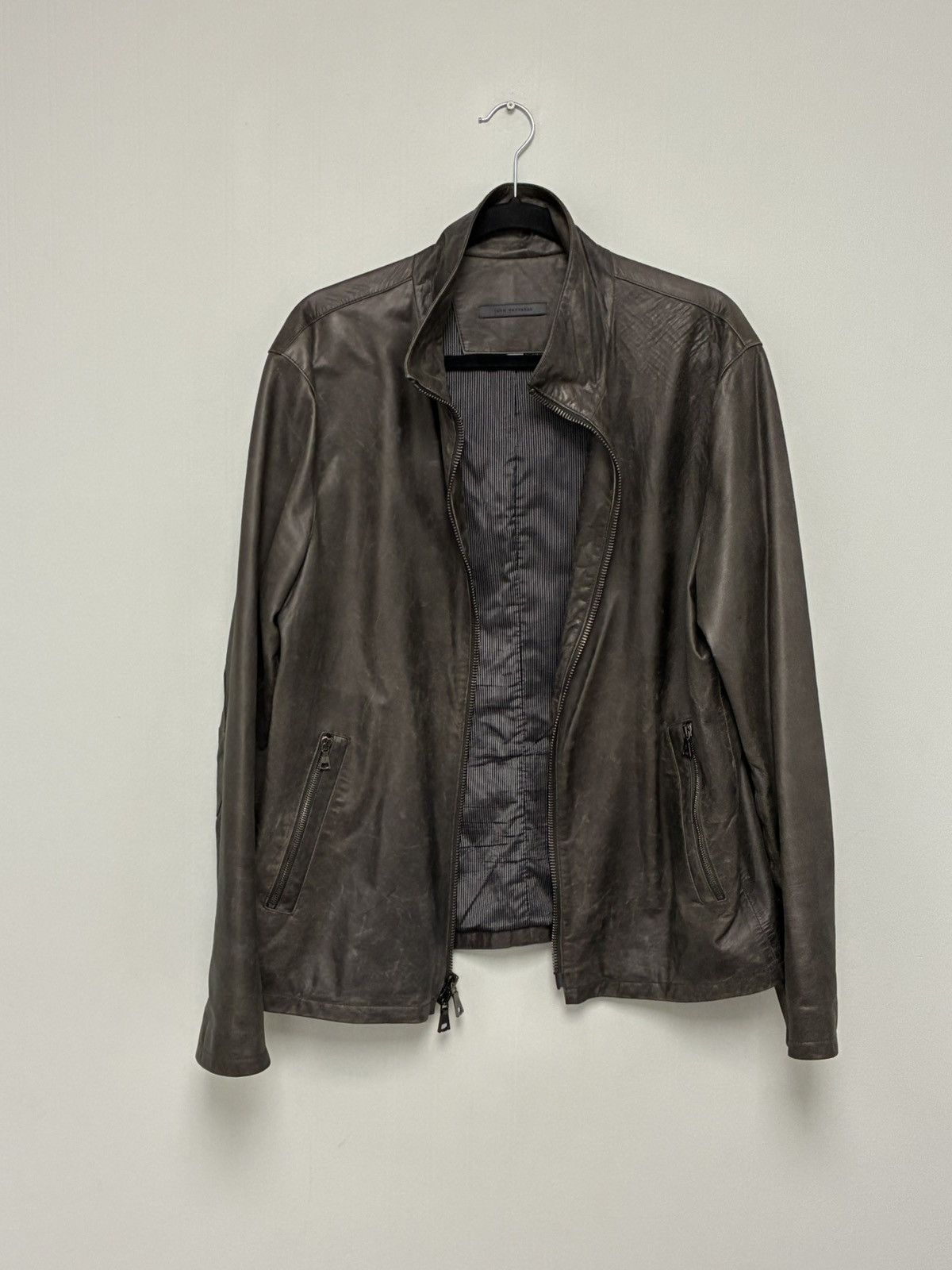 John Varvatos Funnel Neck Leather Jacket EU 52 USA 42 Size US L / EU 52-54 / 3 - 6 Thumbnail