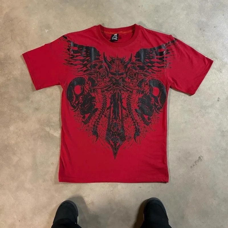 Vintage Y2k dark skull Size US XL / EU 56 / 4 - 1 Thumbnail