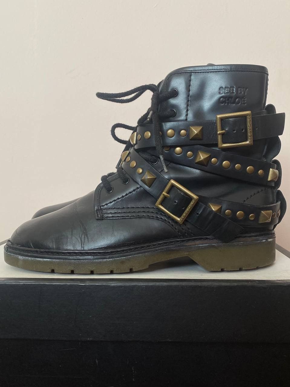 See by Chloe See by Chloé Avant garde Leather Studded Accent Combat Boots Size US 7 / IT 37 - 3 Thumbnail
