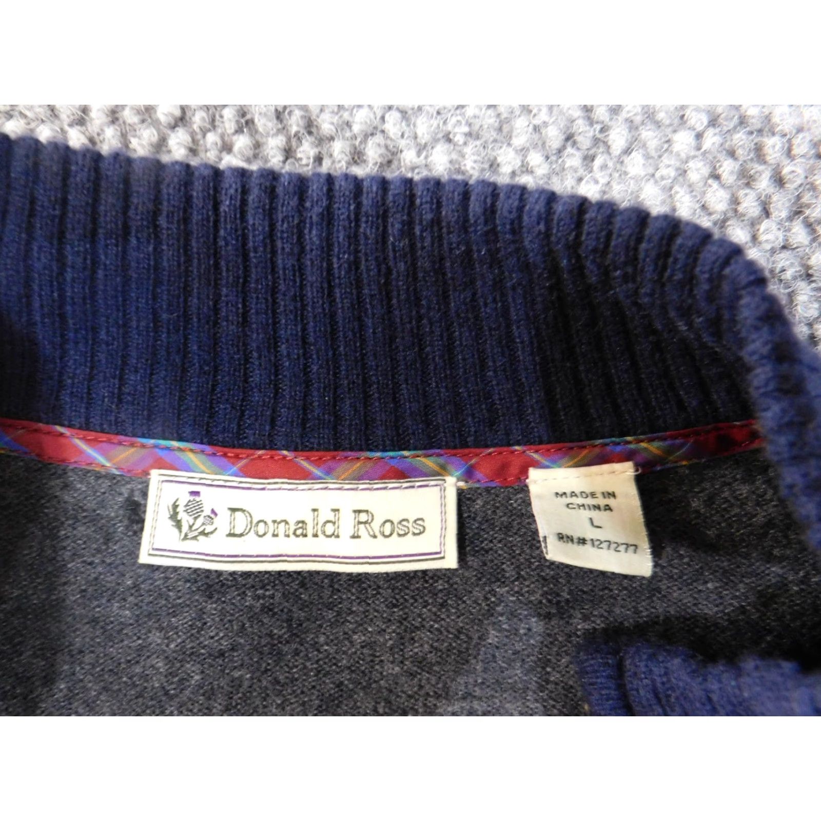 Vintage donald ross sweater mens large gray wool pullover 1/4 zip striped golf cardigan (no) Size US L / EU 52-54 / 3 - 5 Thumbnail