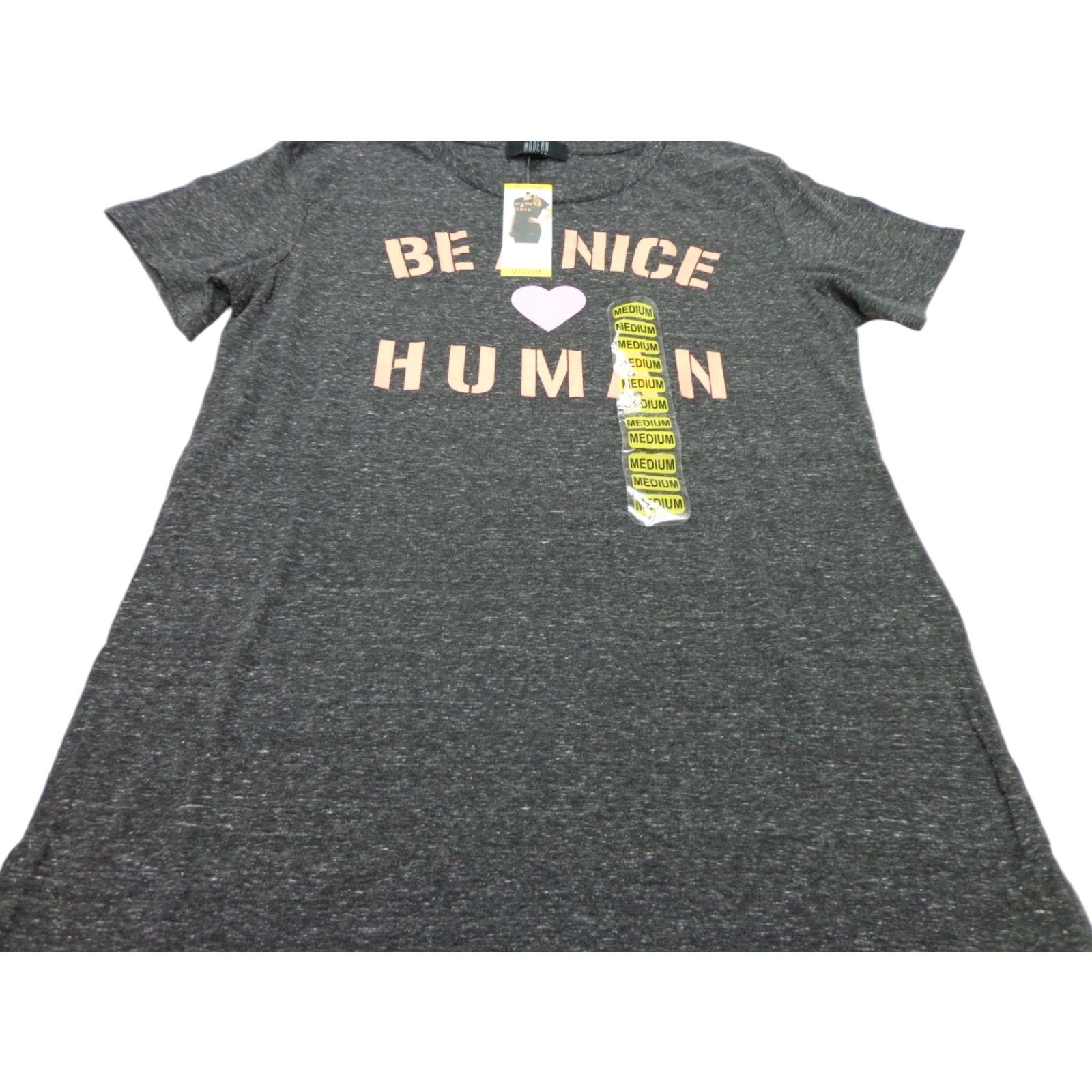 Vintage BE A NICE HUMAN Modern Canvas Women's T Shirt Dark Heather Gray Size Medium Size M / US 6-8 / IT 42-44 - 1 Thumbnail